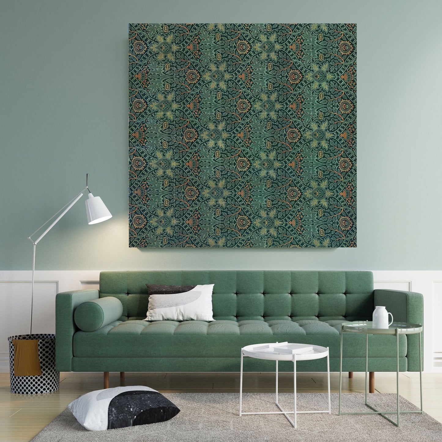 Tile Mural/Mosaic Ceramic Panel of Ispahan - William Morris Pattern - Leaf Wall Art - Botanical Print - Tile Mural Mosaic - Leaves Art