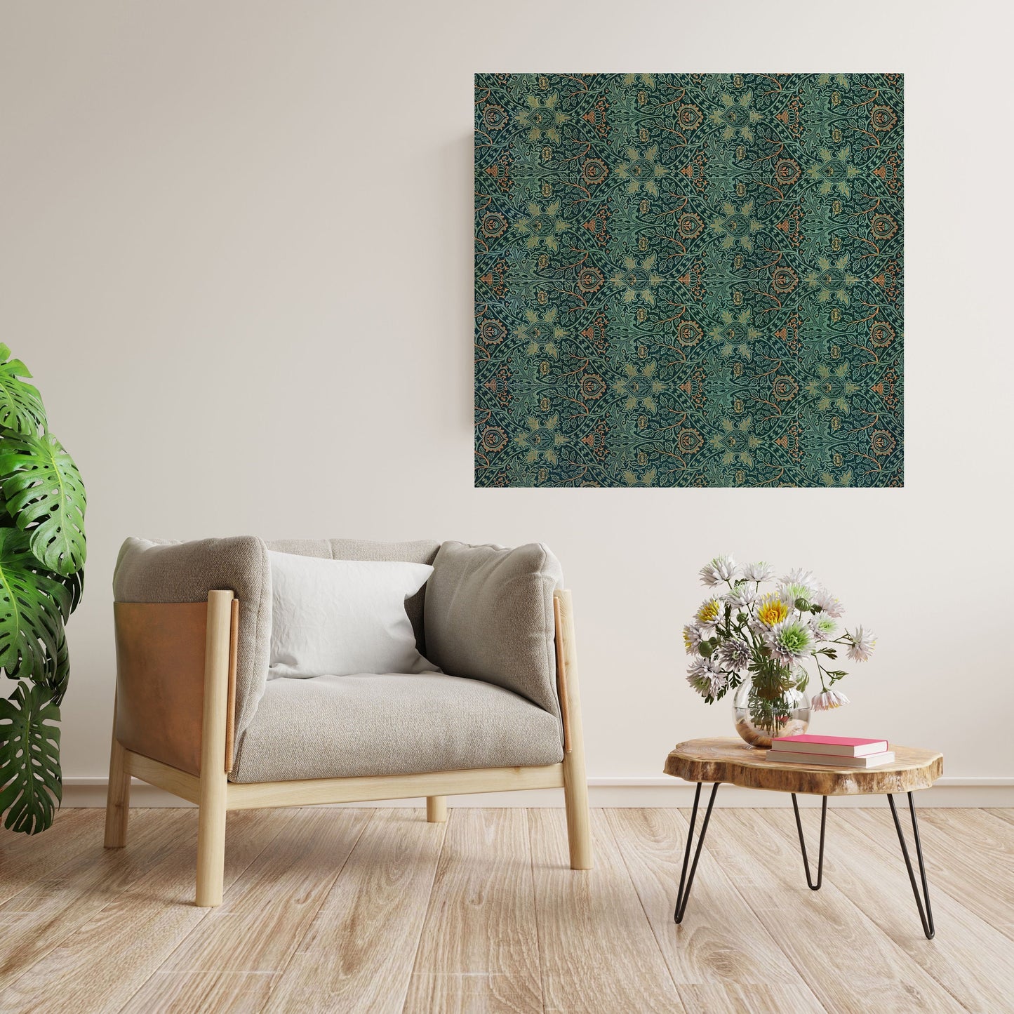Tile Mural/Mosaic Ceramic Panel of Ispahan - William Morris Pattern - Leaf Wall Art - Botanical Print - Tile Mural Mosaic - Leaves Art