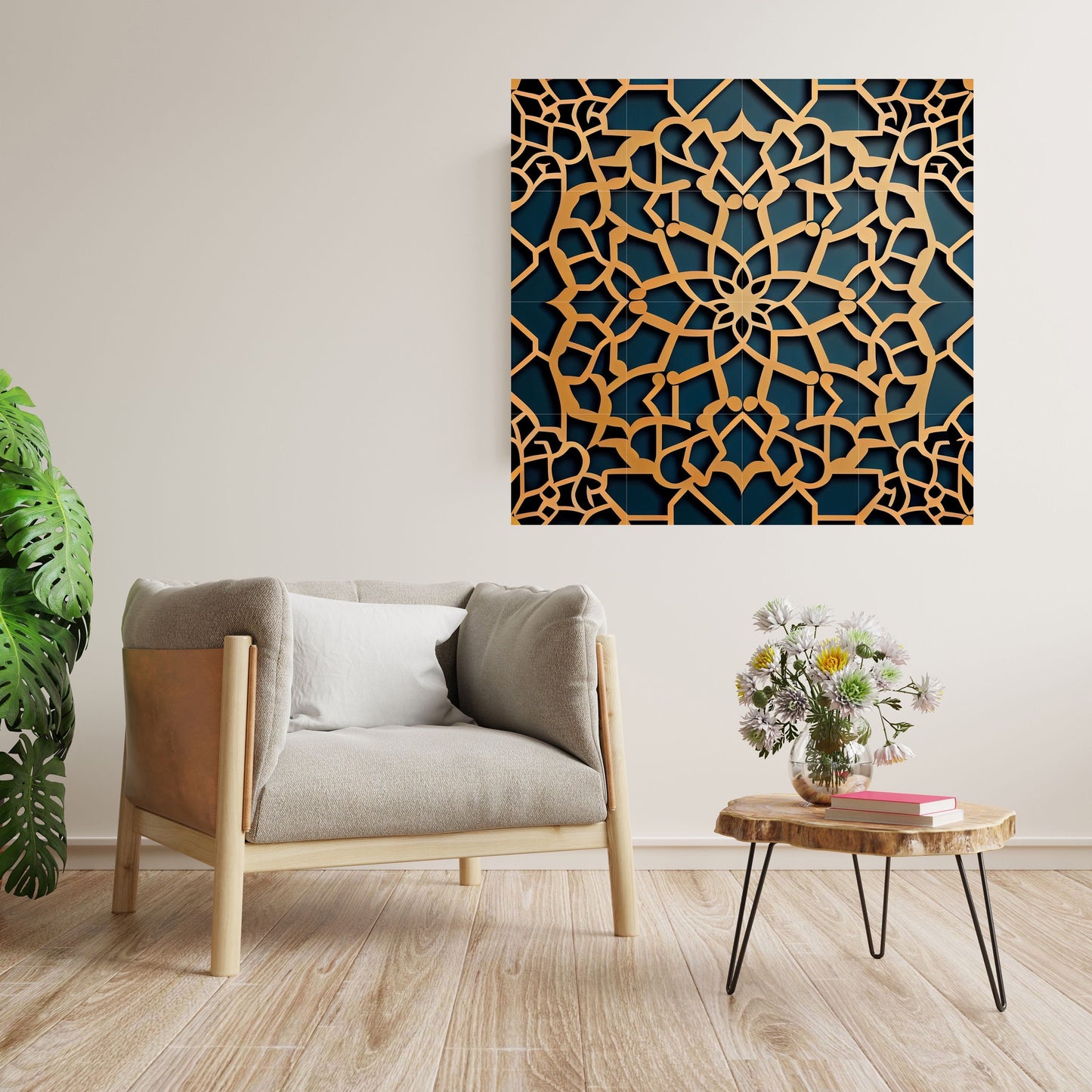 Tile Mural/Mosaic Ceramic Panel of Arabic Pattern -Arabic art decor -Moroccan Wall Art - Tile Mural -Home Decor -Tile Mosaic- Moroccan decor