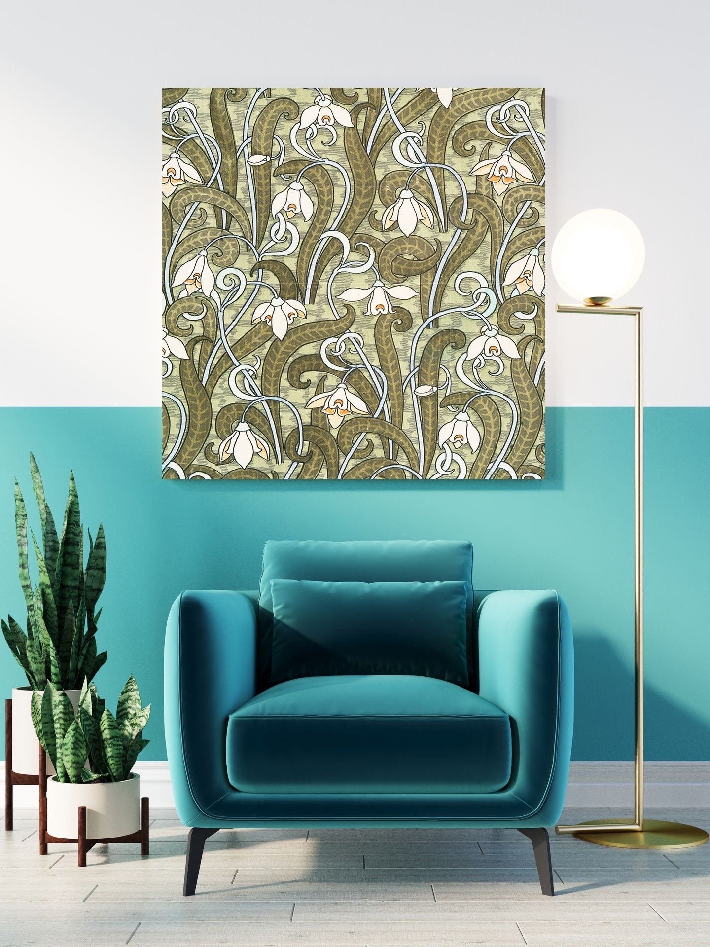 Tile Mural/Mosaic Ceramic Panel of Flower Art Nouveau - Maurice Pillard Pattern - Flower Mural - Botanical Print - Tile Mural Mosaic