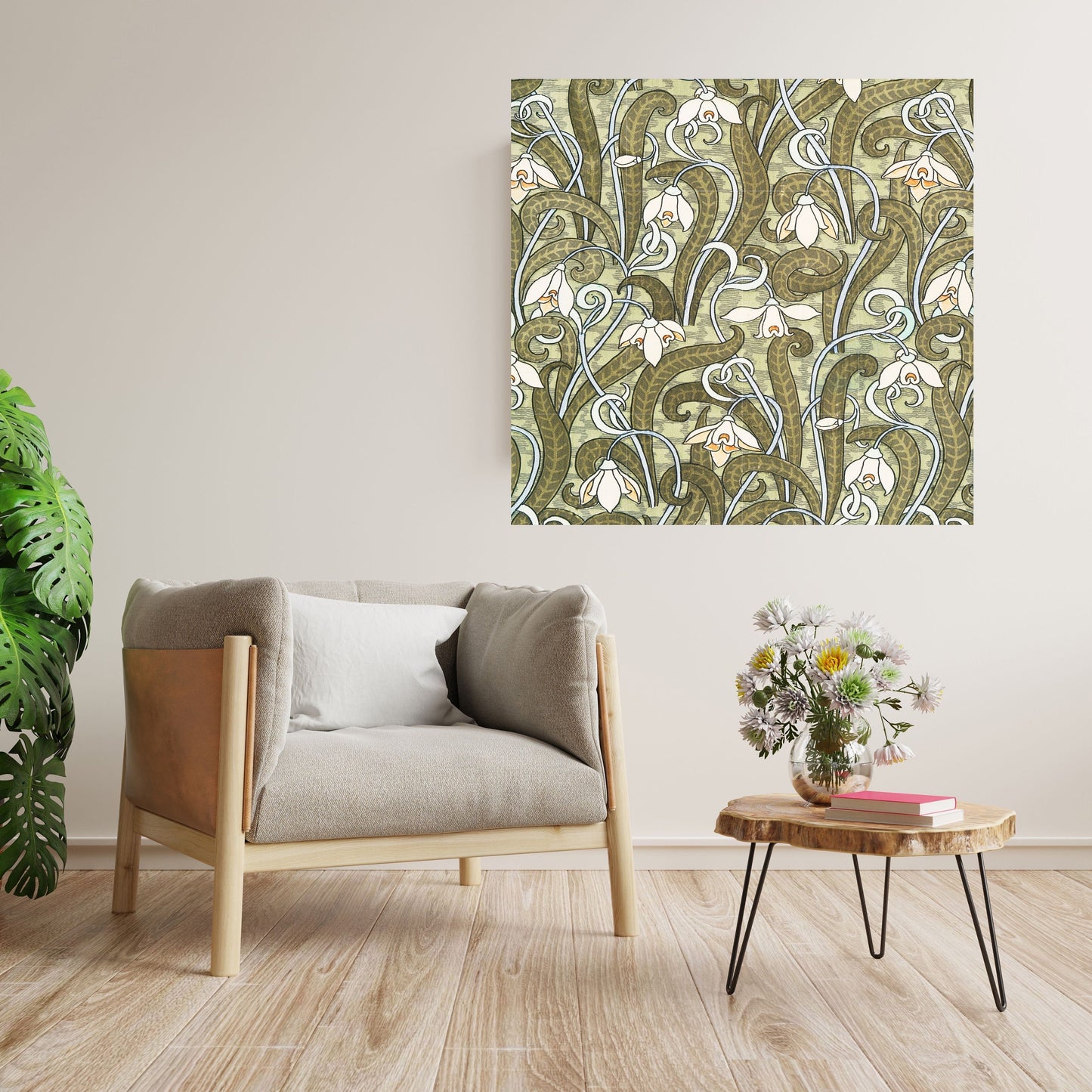 Tile Mural/Mosaic Ceramic Panel of Flower Art Nouveau - Maurice Pillard Pattern - Flower Mural - Botanical Print - Tile Mural Mosaic