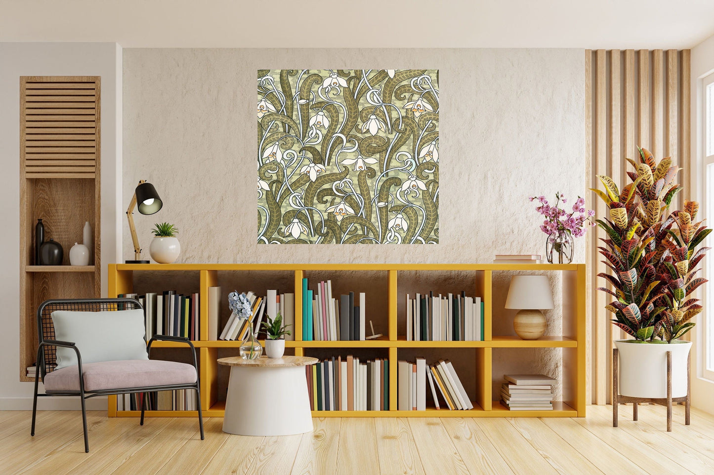 Tile Mural/Mosaic Ceramic Panel of Flower Art Nouveau - Maurice Pillard Pattern - Flower Mural - Botanical Print - Tile Mural Mosaic