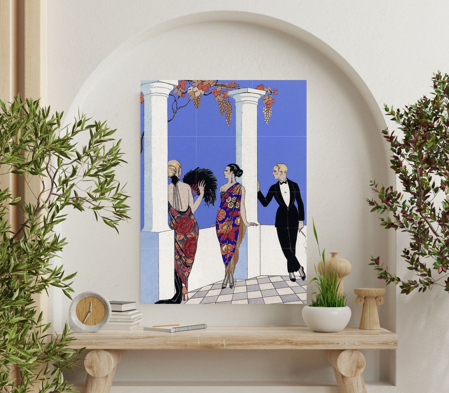 Tile Mural/Mosaic Ceramic Panel of The Taste of Shawls - George Barbier -Art Nouveau Print - Tile Mural - George Barbier Prints -Tile Mosaic