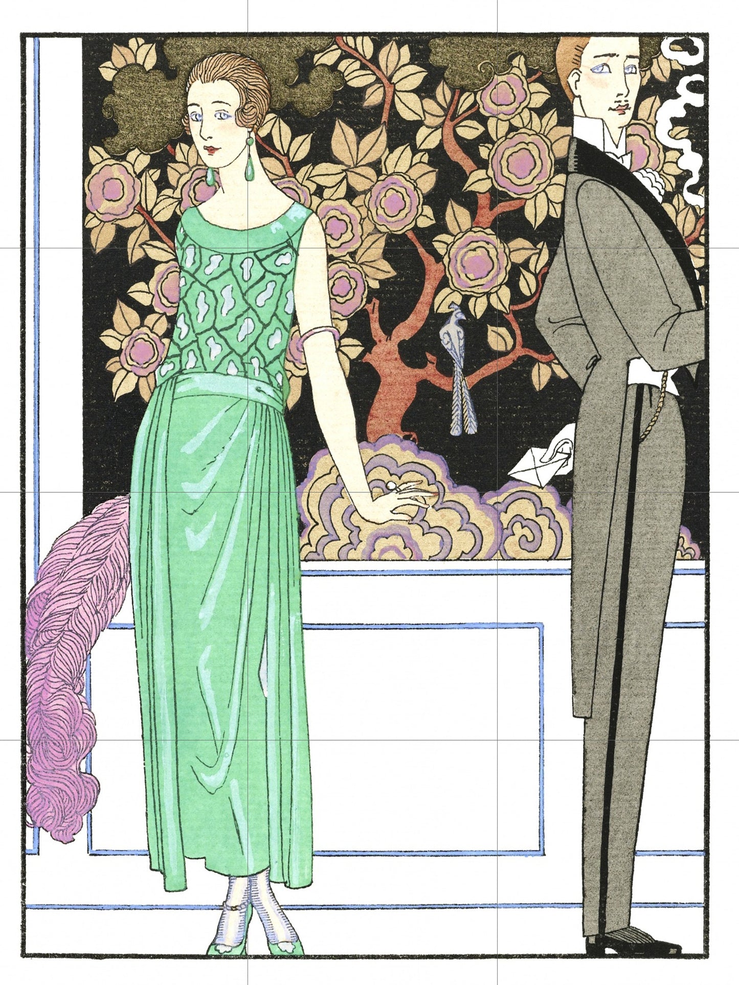 Tile Mural/Mosaic Ceramic Panel of Art Nouveau Painting- George Barbier -Art Nouveau Print - Tile Mural - George Barbier Prints -Tile Mosaic