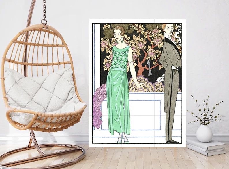 Tile Mural/Mosaic Ceramic Panel of Art Nouveau Painting- George Barbier -Art Nouveau Print - Tile Mural - George Barbier Prints -Tile Mosaic
