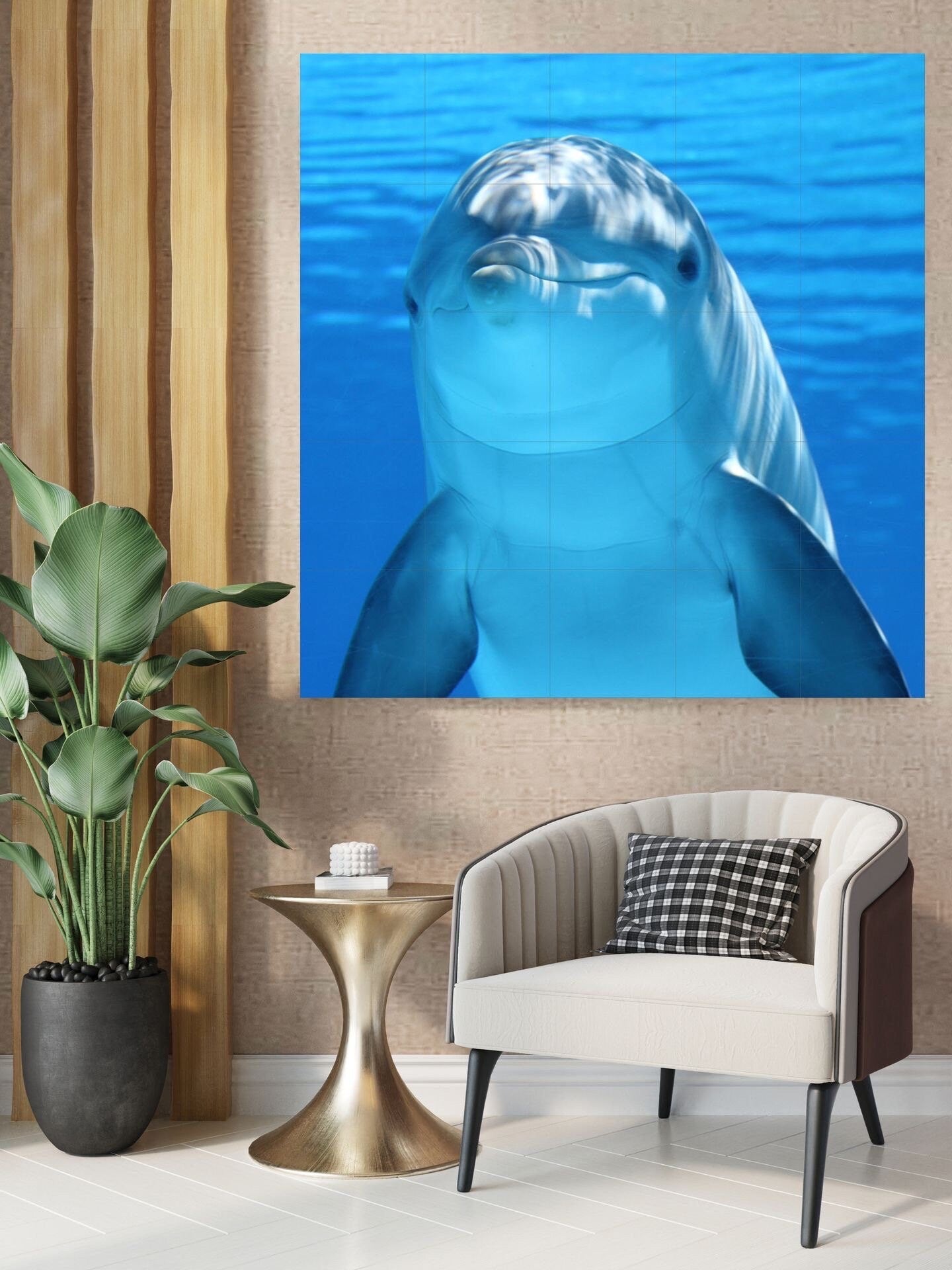 Tile Mural/Mosaic Ceramic Panel of Dolphin Mural - Dolphin Wall Art - Ocean Life Print - Dolphin Home Decor -Tile Mosaic - Sea Animal Art