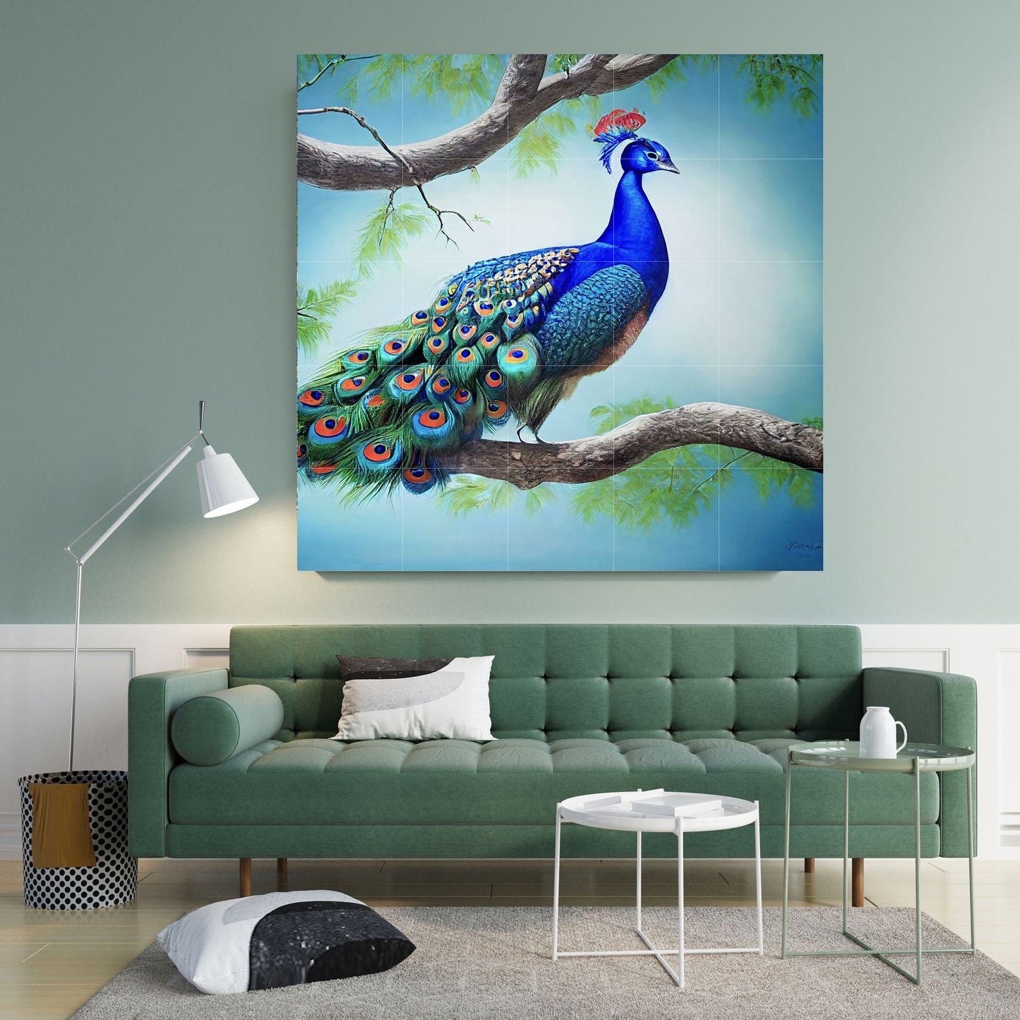 Tile Mural/Mosaic Ceramic Panel of Peacock - Bird Wall Art Home Decor - Peacock Mural - Gloss Tiles - Peacock Tile Mosaic - Bird Print
