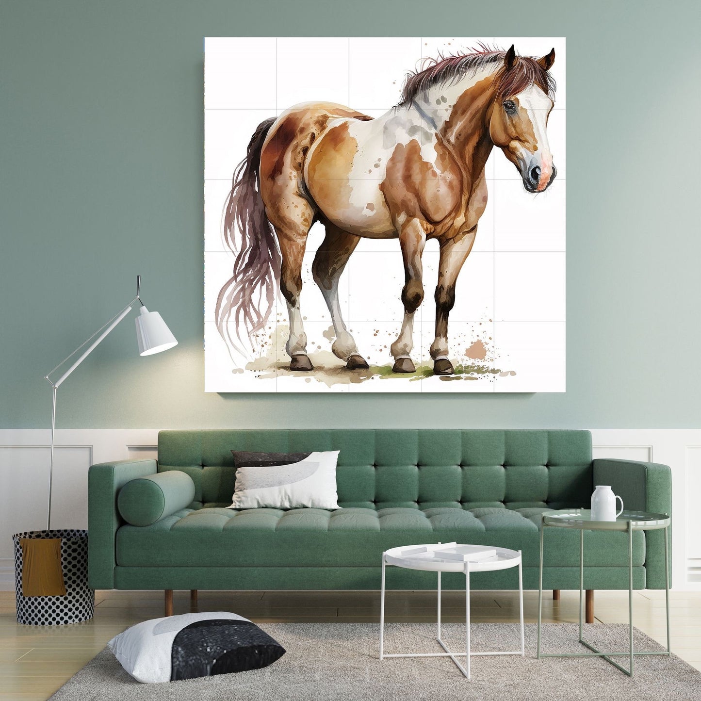 Tile Mural/Mosaic Ceramic Panel of Watercolour Horse - Countryside Mural - Horse Wall Art - Tile Mural - Gloss Tiles - Horse Tile Mosaic