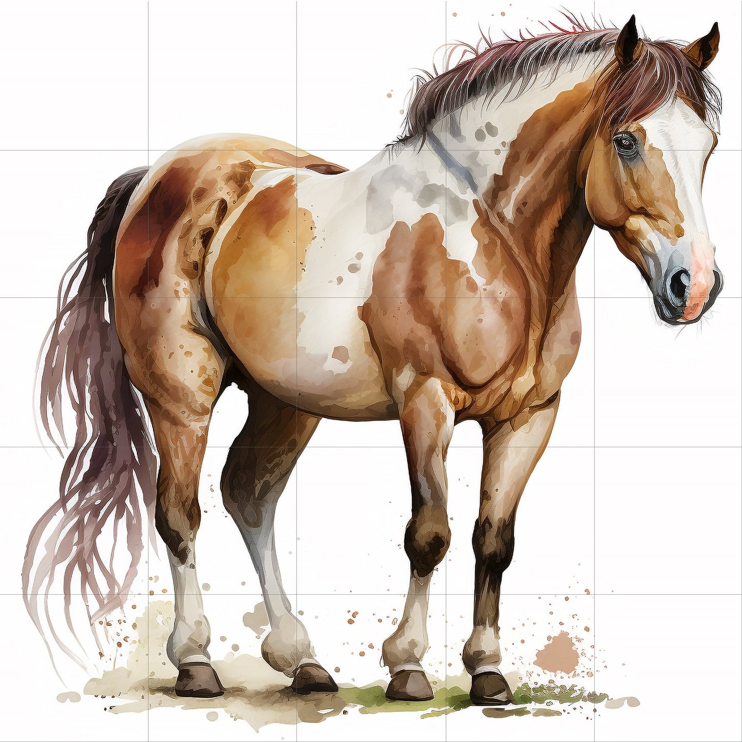Tile Mural/Mosaic Ceramic Panel of Watercolour Horse - Countryside Mural - Horse Wall Art - Tile Mural - Gloss Tiles - Horse Tile Mosaic