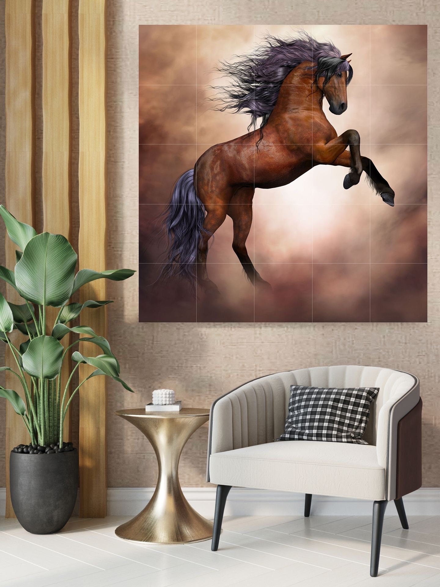 Tile Mural/Mosaic Ceramic Panel of Horse - Countryside Mural - Horse Wall Art - Tile Mural - Gloss Tiles - Horse Mosaic - Horse Art Print