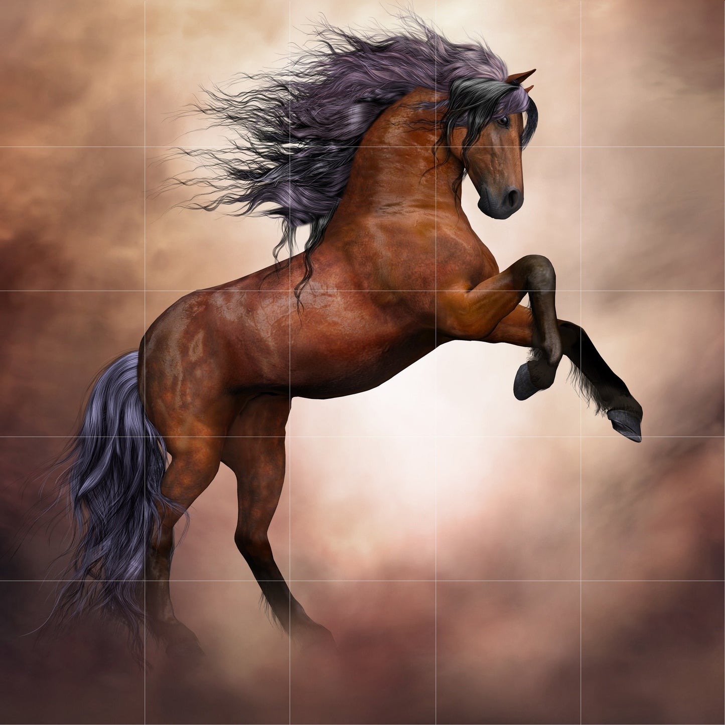 Tile Mural/Mosaic Ceramic Panel of Horse - Countryside Mural - Horse Wall Art - Tile Mural - Gloss Tiles - Horse Mosaic - Horse Art Print
