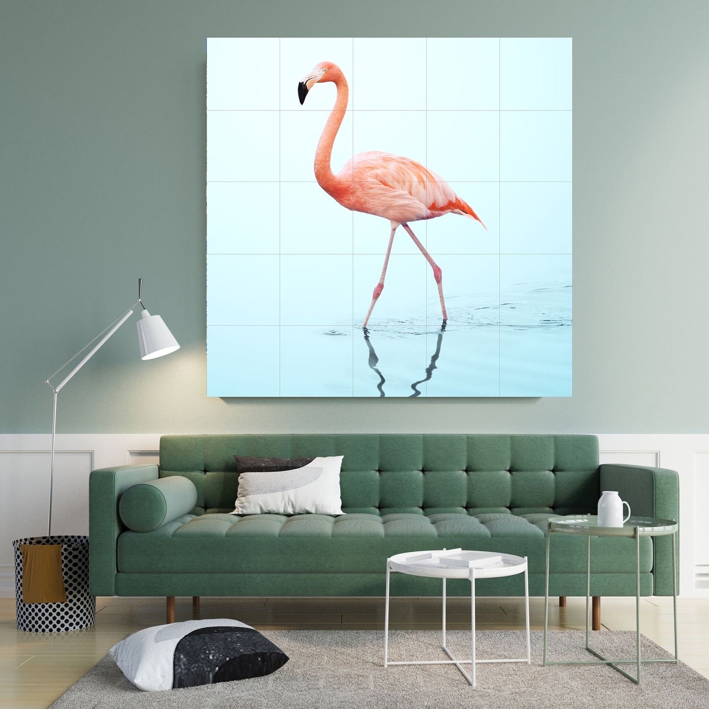 Tile Mural/Mosaic Ceramic Panel of Pink Flamingo- Tropical Bird Mural - Bird Print - Bird Art - Flamingo Print - Bird Wall Art - Bird Mosaic