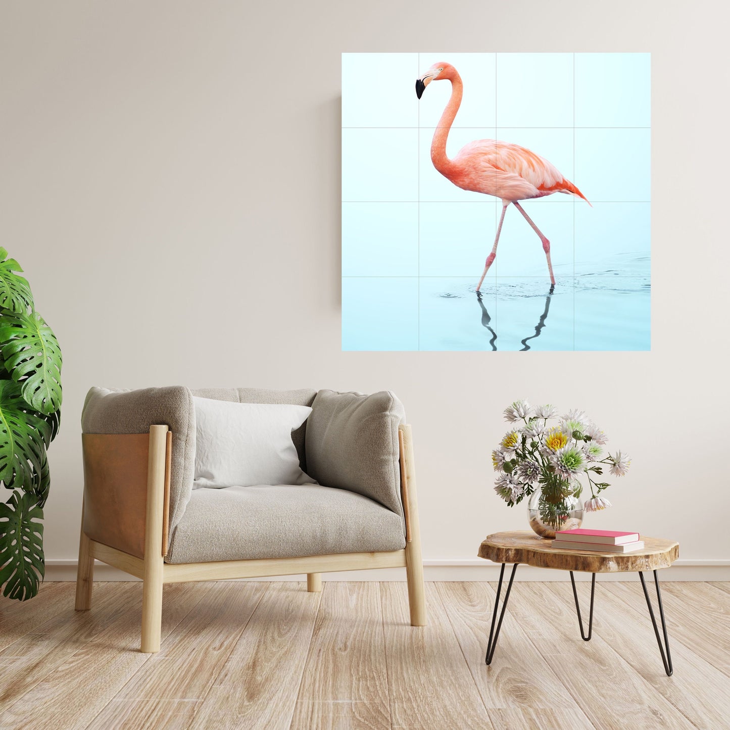 Tile Mural/Mosaic Ceramic Panel of Pink Flamingo- Tropical Bird Mural - Bird Print - Bird Art - Flamingo Print - Bird Wall Art - Bird Mosaic