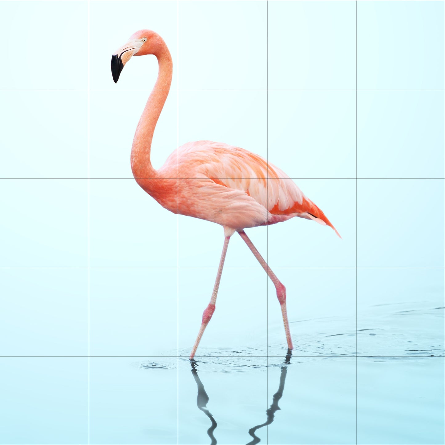 Tile Mural/Mosaic Ceramic Panel of Pink Flamingo- Tropical Bird Mural - Bird Print - Bird Art - Flamingo Print - Bird Wall Art - Bird Mosaic