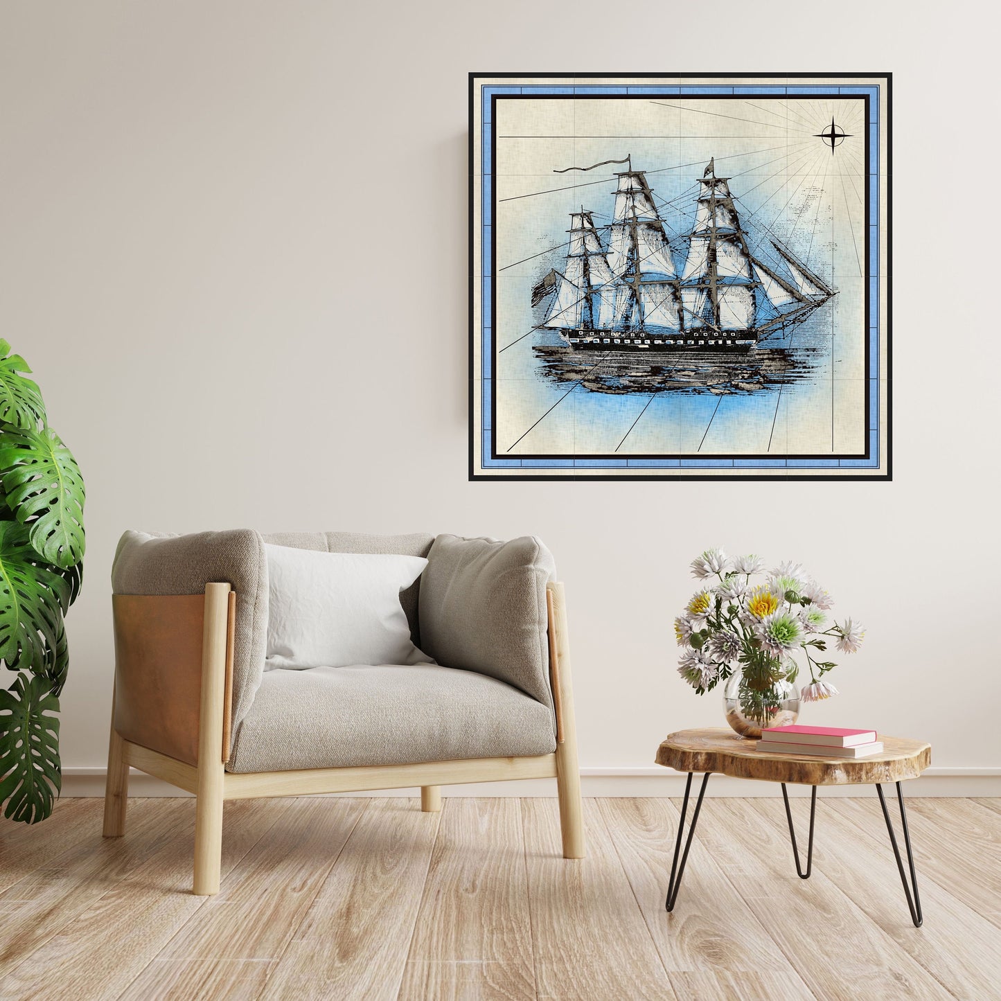 Tile Mural/Mosaic Ceramic Panel of a Ship Print - Ship Wall Mural -Tile Mural Art - Ship Home Decor-Tile Mosaic - Marine Wall Art - Boat Art
