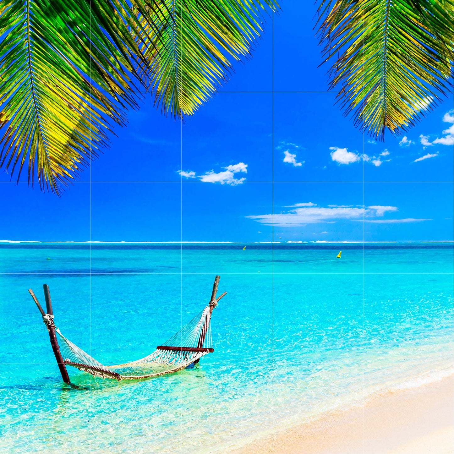 Tile Mural/Mosaic Ceramic Panel of Tropical Beach - Sea Mural -Turquoise Water Wall Print- Tropical Tile Mural Art -Home Decor - Beach Mural