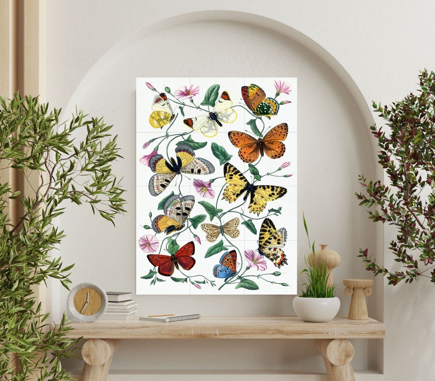 Tile Mural/Mosaic Vintage Butterfly Print - Butterflies wall print - Butterflies vintage illustration -Tile Mural - Home decor- Tile Mosaic