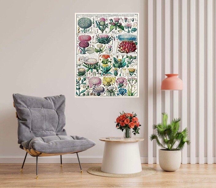 Tile Mural/Mosaic Ceramic Vintage Botanical Print Wildflowers - Larousse -Nature Wall Art - Flower Illustration - Larousse - Kitchen Mural