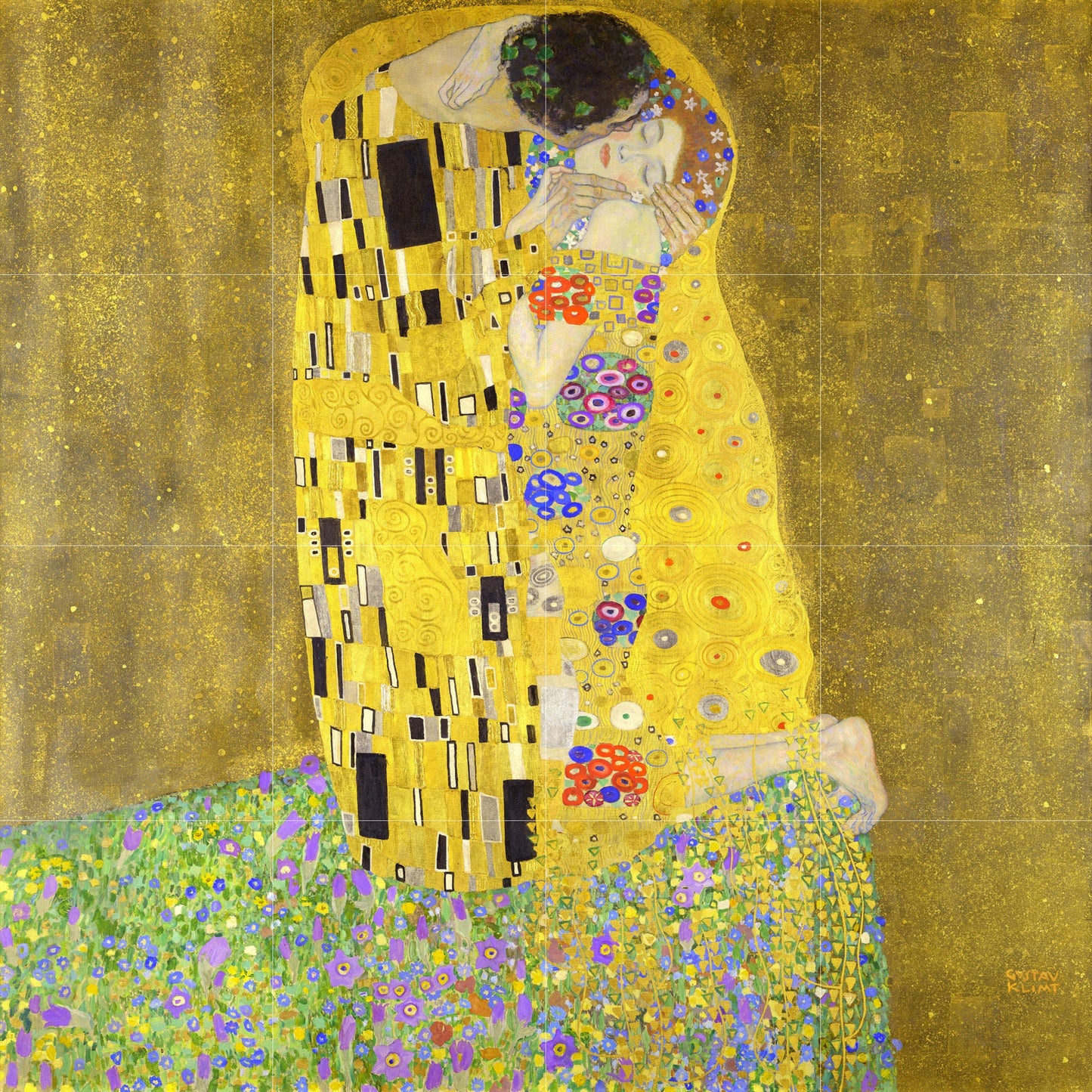 Tile Mural/Mosaic Ceramic Panel of Gustav Klimt The Kiss Print - Klimt Wall Art - Gustav Klimt Print - Kiss Painting Print - Klimt The Kiss