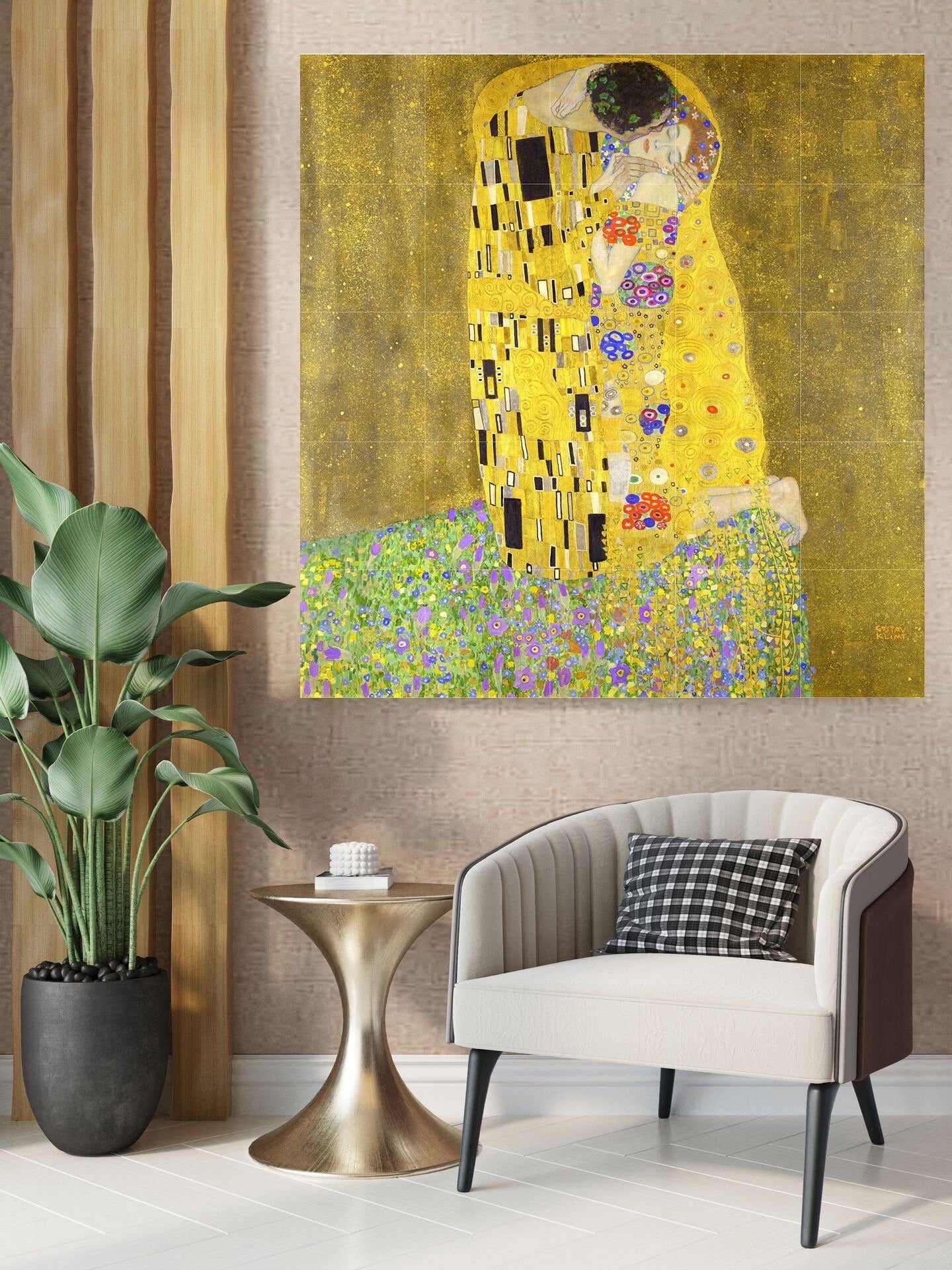 Tile Mural/Mosaic Ceramic Panel of Gustav Klimt The Kiss Print - Klimt Wall Art - Gustav Klimt Print - Kiss Painting Print - Klimt The Kiss