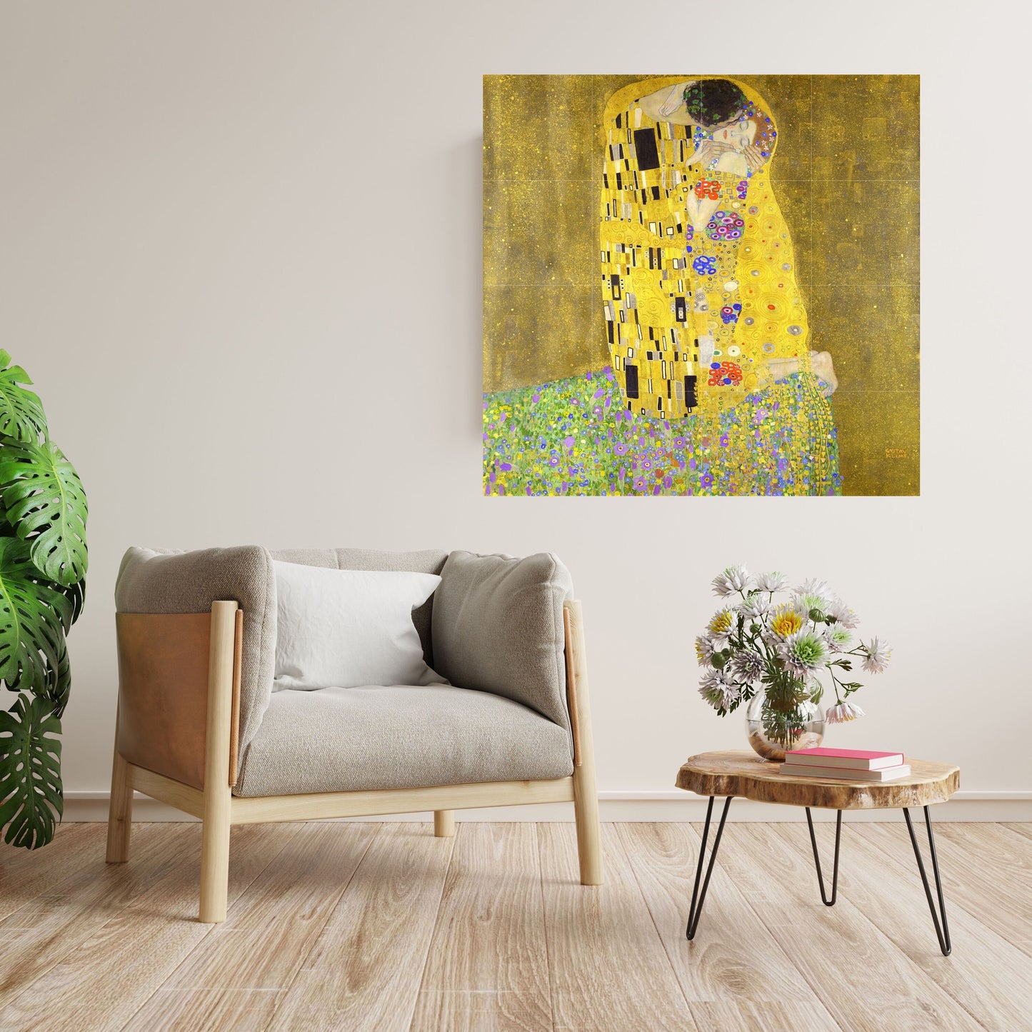 Tile Mural/Mosaic Ceramic Panel of Gustav Klimt The Kiss Print - Klimt Wall Art - Gustav Klimt Print - Kiss Painting Print - Klimt The Kiss