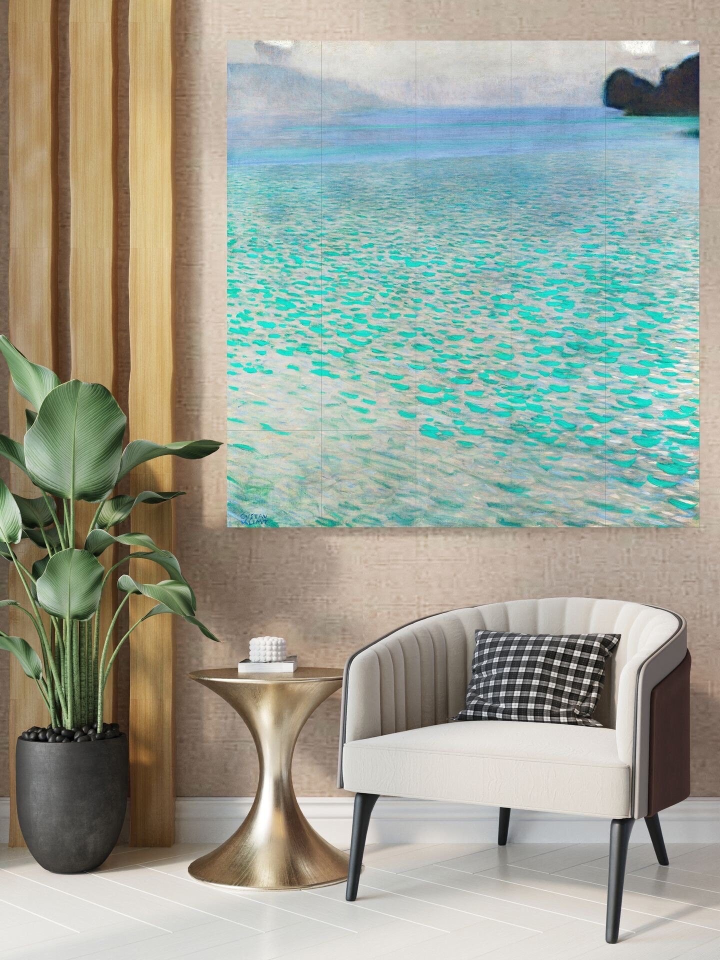 Tile Mural/Mosaic Ceramic Panel of Gustav Klimt Attersee Print - Klimt Wall Art - Gustav Klimt Print - Gustav Klimt Painting Print - Sea Art
