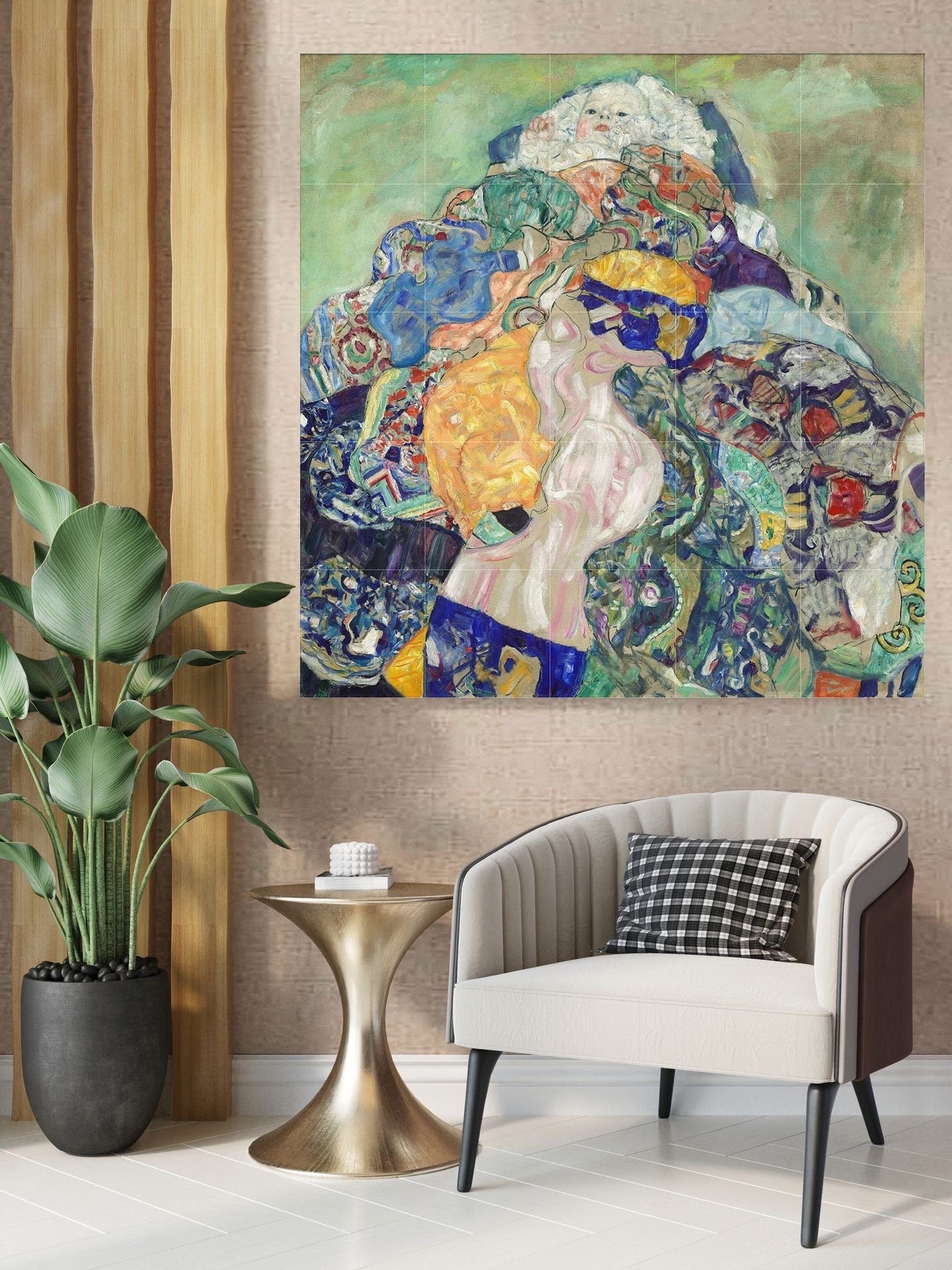 Tile Mural/Mosaic Ceramic Panel of Gustav Klimt Baby ( Cradle) Print - Klimt Wall Art - Gustav Klimt Print - Gustav Klimt Painting Print