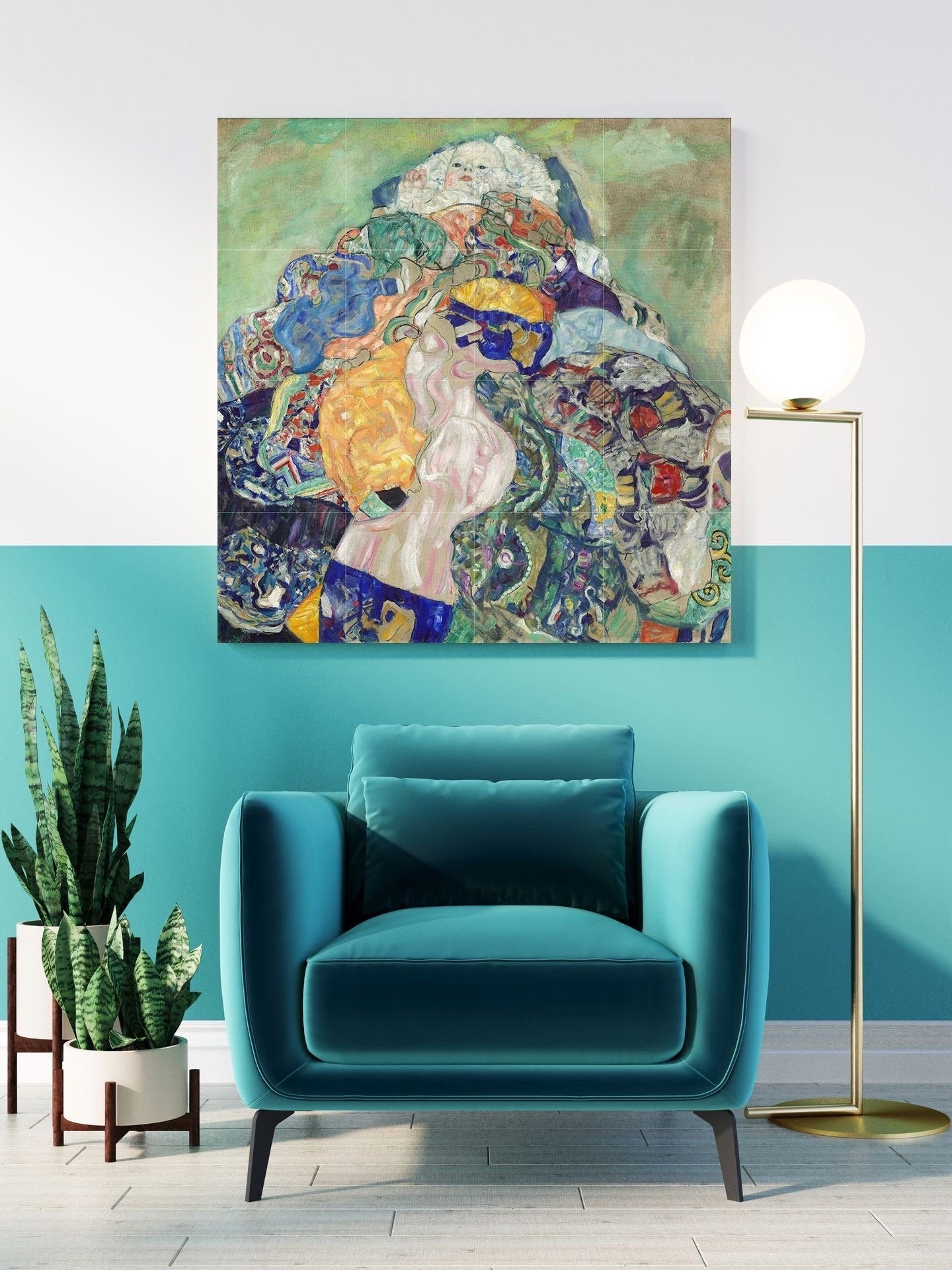 Tile Mural/Mosaic Ceramic Panel of Gustav Klimt Baby ( Cradle) Print - Klimt Wall Art - Gustav Klimt Print - Gustav Klimt Painting Print