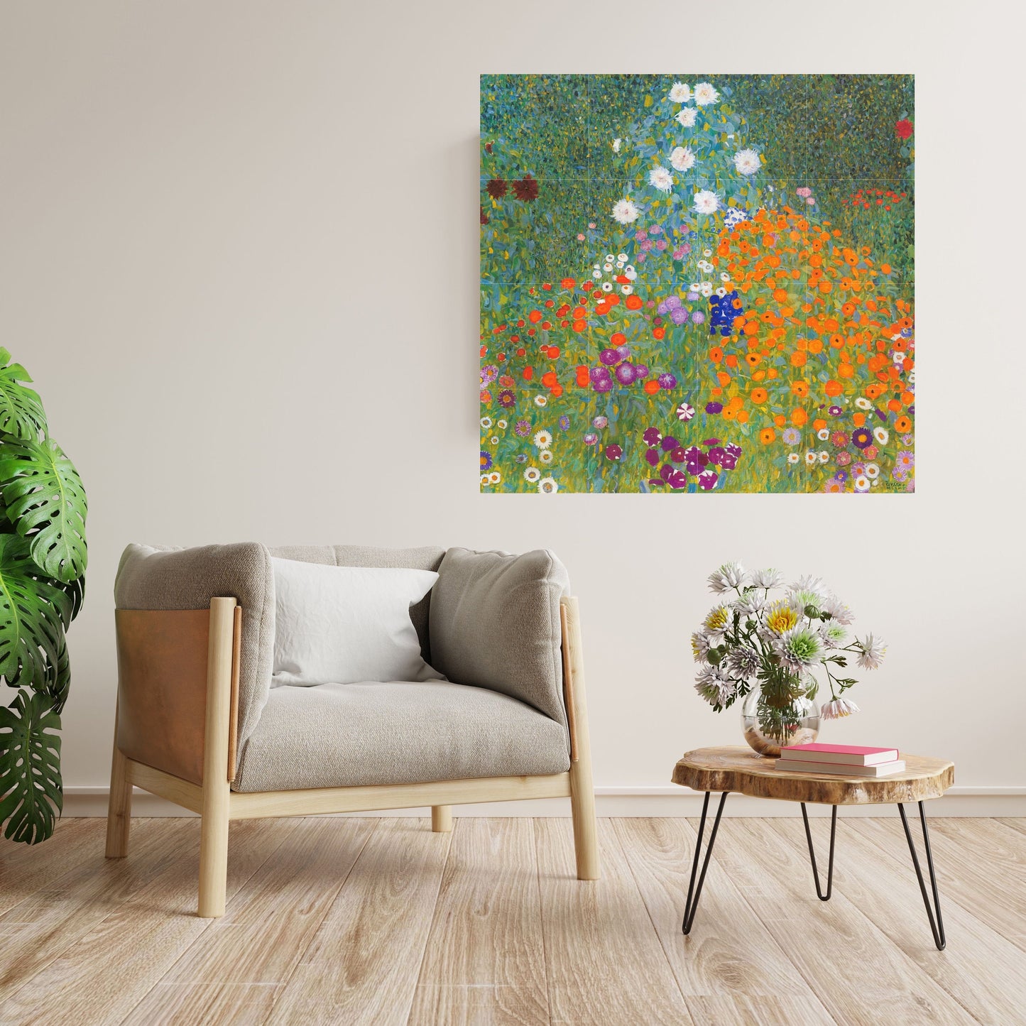 Tile Mural/Mosaic Ceramic Panel of Gustav Klimt Cottage Garden Print - Klimt Wall Art - Gustav Klimt Garden Print - Gustav Klimt Painting