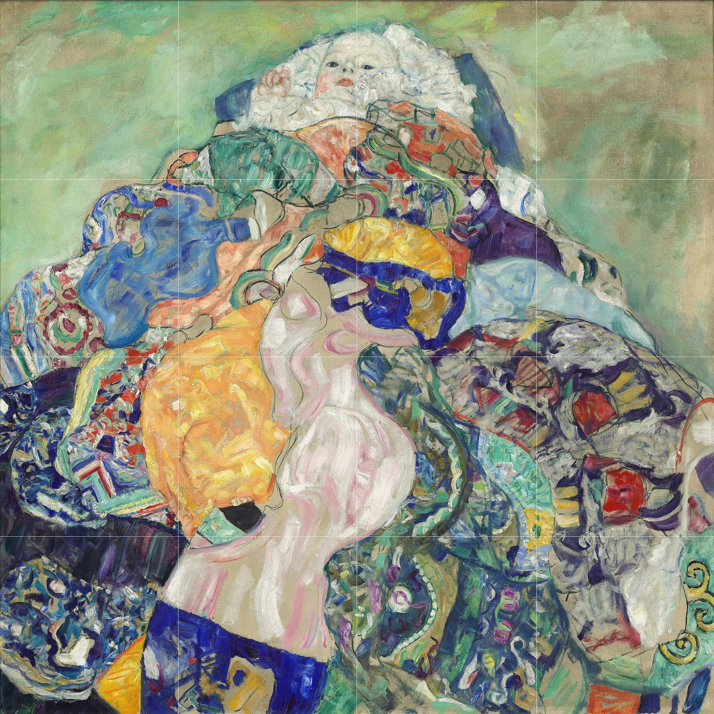 Tile Mural/Mosaic Ceramic Panel of Gustav Klimt Baby ( Cradle) Print - Klimt Wall Art - Gustav Klimt Print - Gustav Klimt Painting Print