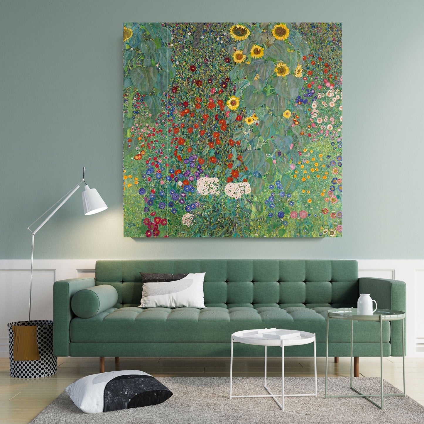 Tile Mural/Mosaic Ceramic Panel of Gustav Klimt Garden with Sunflowers Print - Klimt Wall Art - Gustav Klimt Garden Print- Gustav Klimt Pain