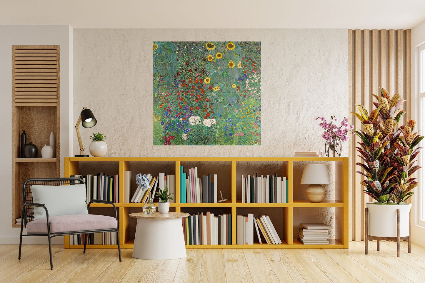 Tile Mural/Mosaic Ceramic Panel of Gustav Klimt Garden with Sunflowers Print - Klimt Wall Art - Gustav Klimt Garden Print- Gustav Klimt Pain