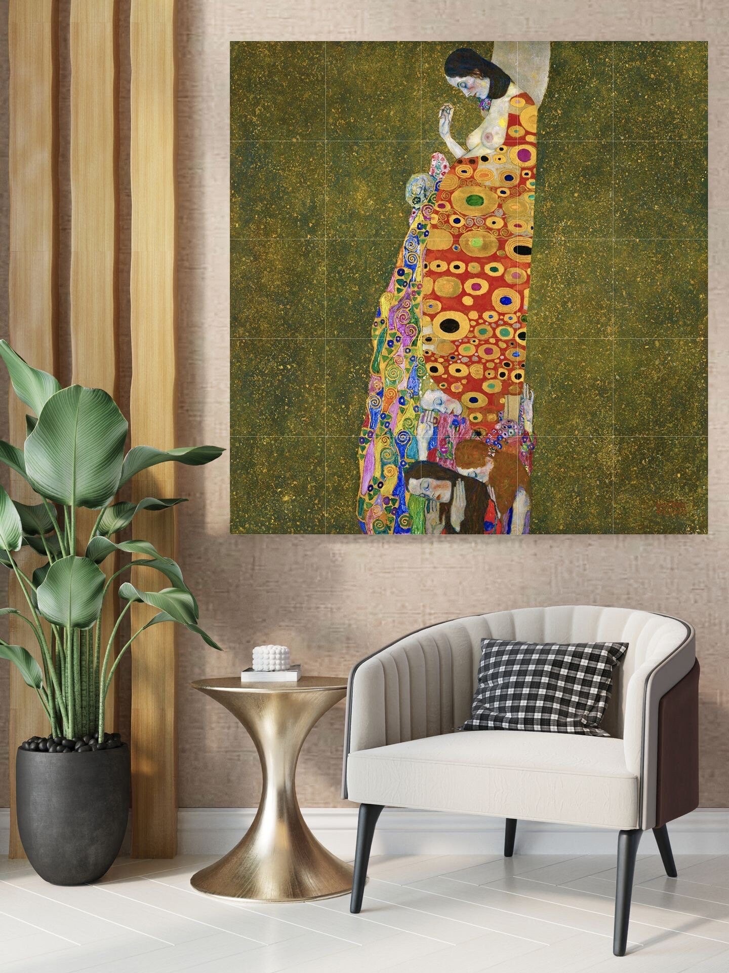 Tile Mural/Mosaic Ceramic Panel of Gustav Klimt Hope II Print - Klimt Wall Art - Gustav Klimt Print -Gustav Klimt Painting Print - Klimt Art