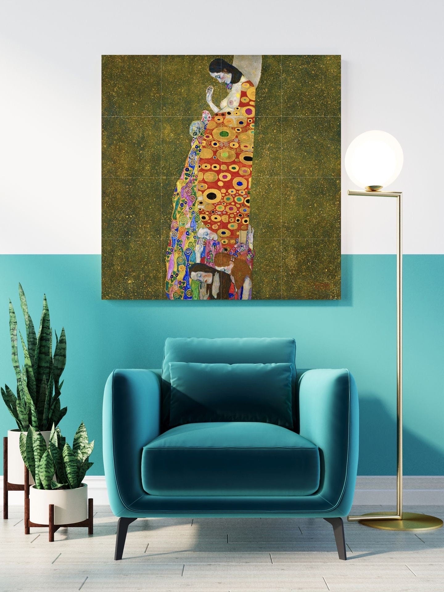 Tile Mural/Mosaic Ceramic Panel of Gustav Klimt Hope II Print - Klimt Wall Art - Gustav Klimt Print -Gustav Klimt Painting Print - Klimt Art