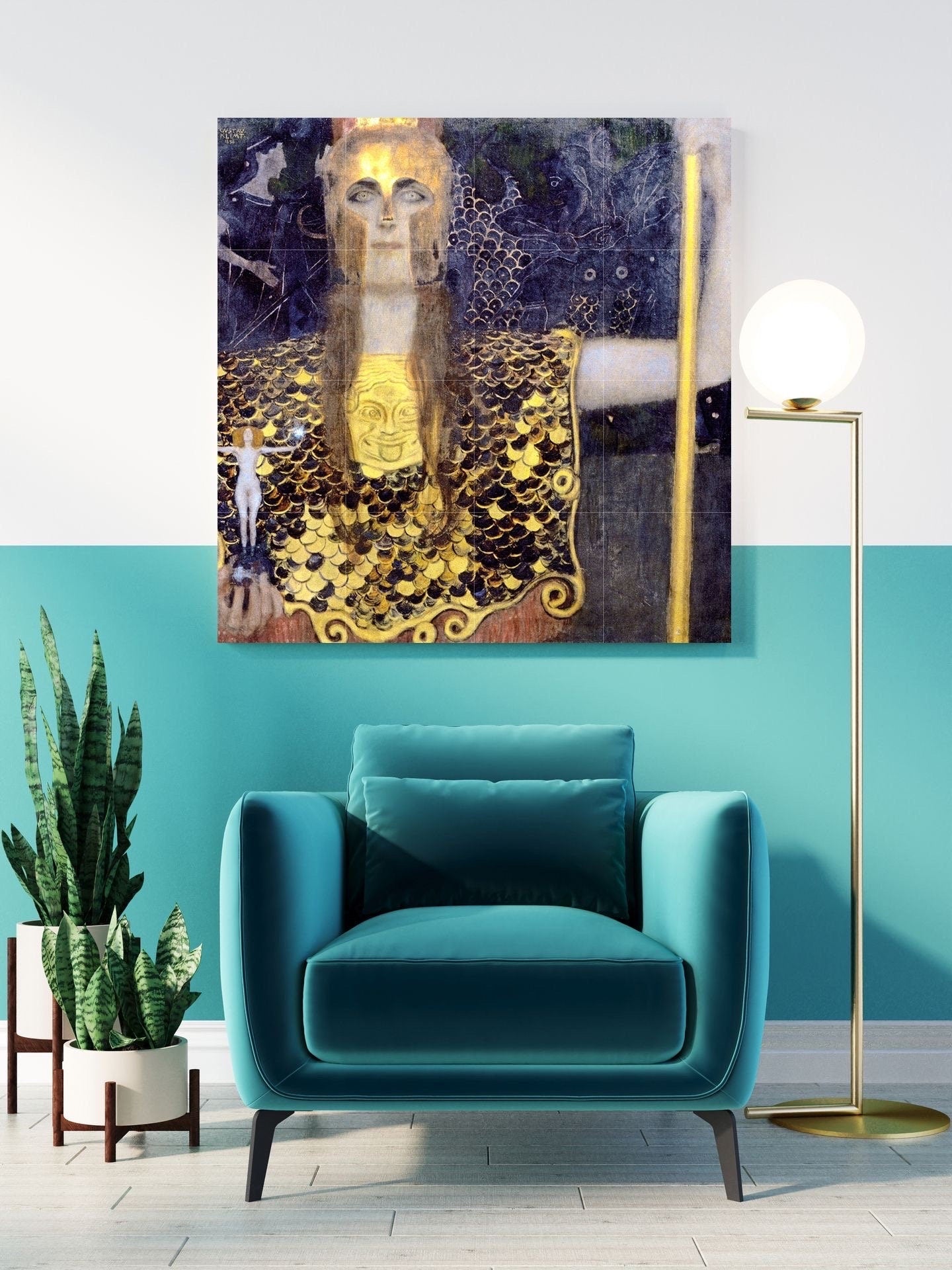Tile Mural/Mosaic Ceramic Panel of Gustav Klimt Pallas Athena Print- Klimt Wall Art - Gustav Klimt Painting- Klimt Prints - Gustav Klimt Art