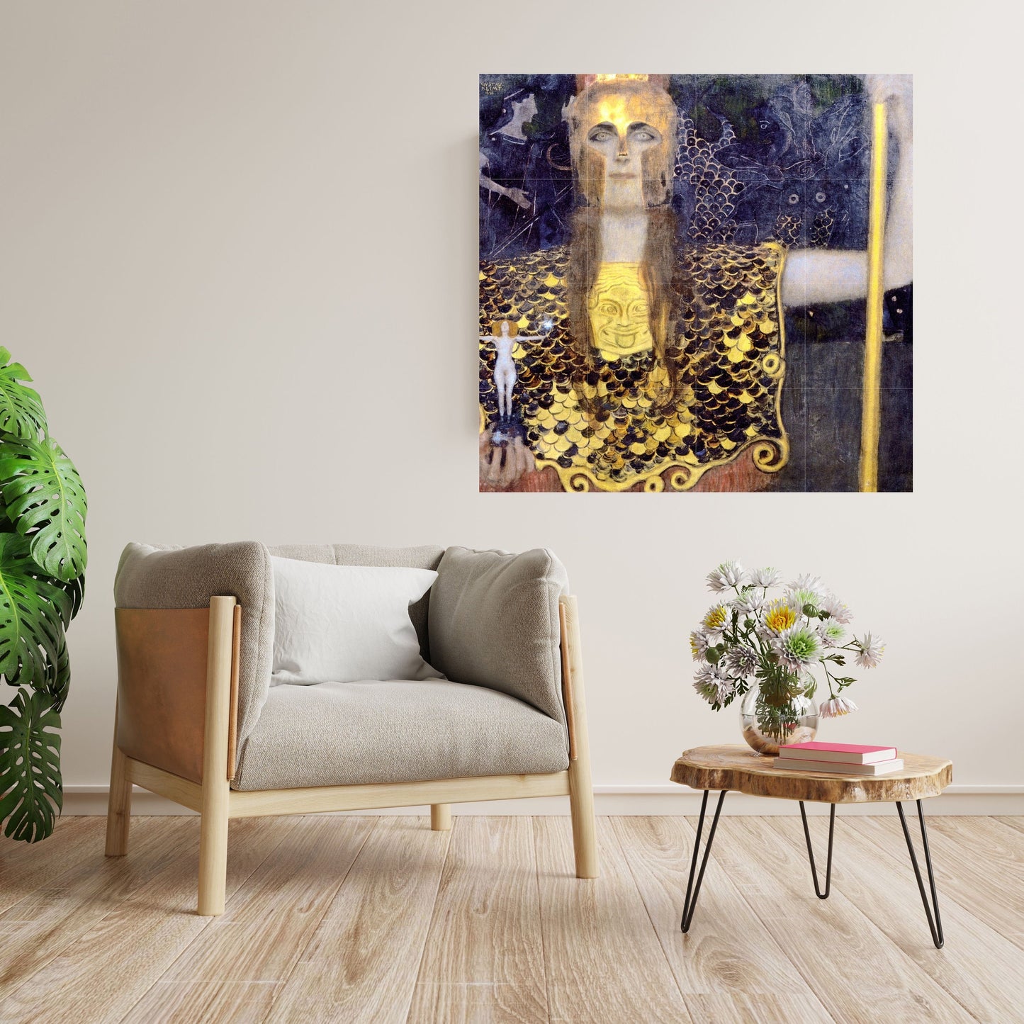 Tile Mural/Mosaic Ceramic Panel of Gustav Klimt Pallas Athena Print- Klimt Wall Art - Gustav Klimt Painting- Klimt Prints - Gustav Klimt Art