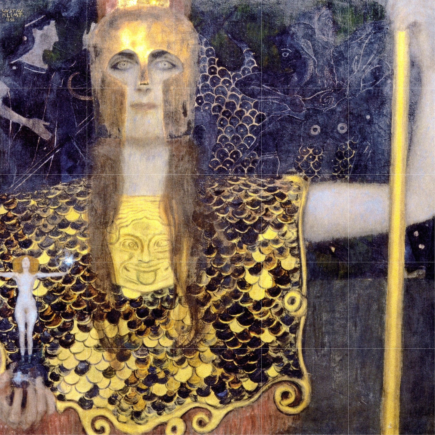Tile Mural/Mosaic Ceramic Panel of Gustav Klimt Pallas Athena Print- Klimt Wall Art - Gustav Klimt Painting- Klimt Prints - Gustav Klimt Art