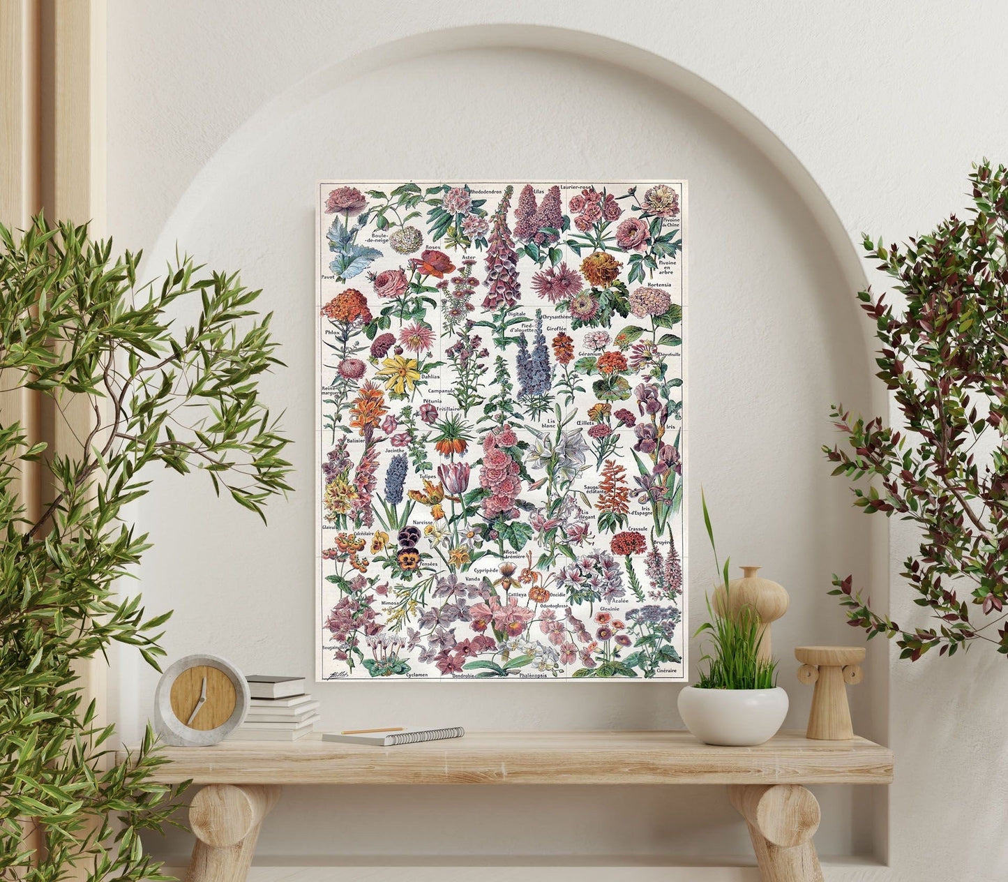 Tile Mural/Mosaic Ceramic Vintage Botanical Print Blossom Flowers - Larousse - Floral Print - Nature Wall Art - Flower Illustration