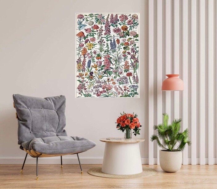 Tile Mural/Mosaic Ceramic Vintage Botanical Print Blossom Flowers - Larousse - Floral Print - Nature Wall Art - Flower Illustration