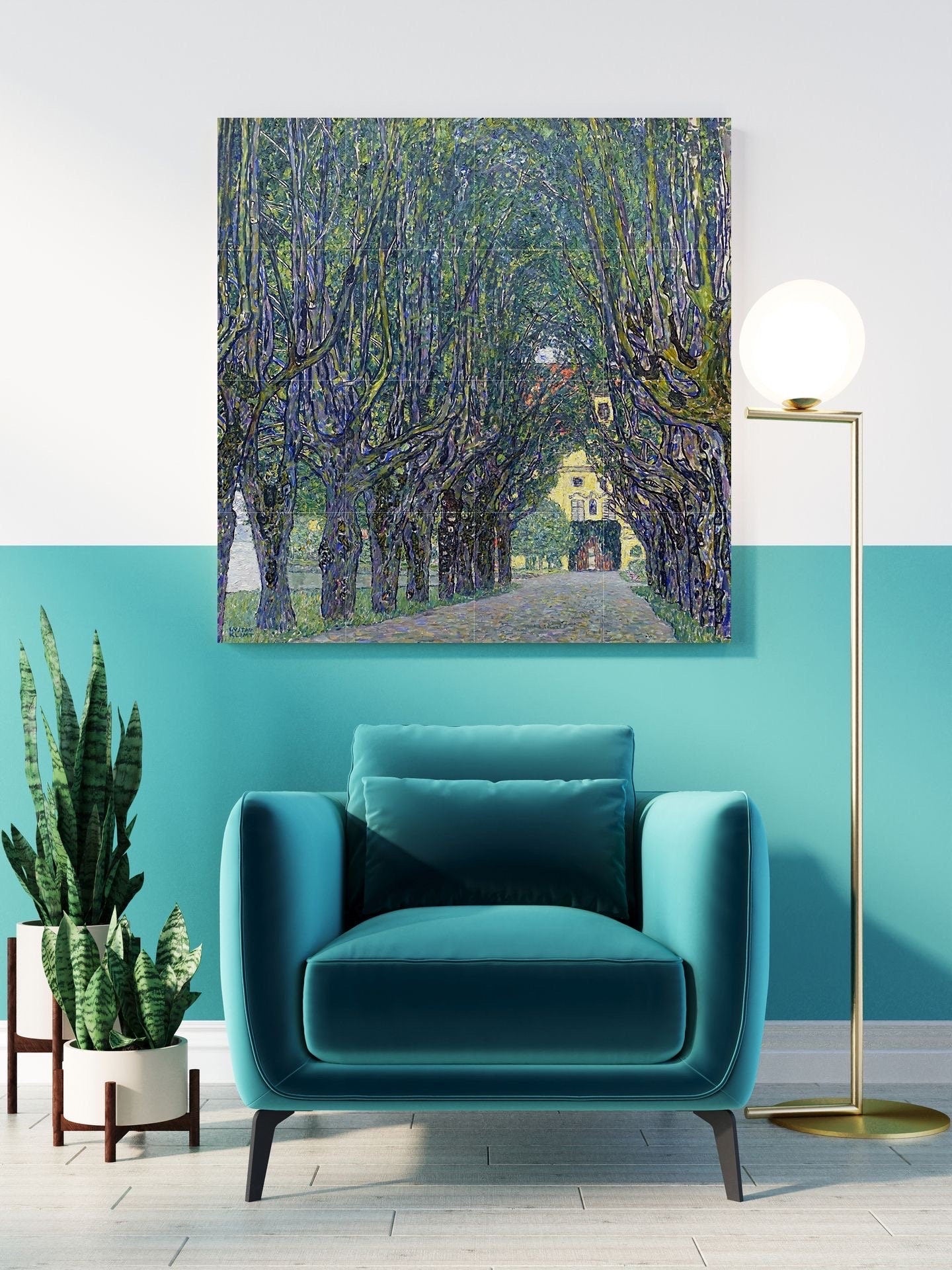 Tile Mural/Mosaic Ceramic Panel of Gustav Klimt Avenue Print - Klimt Wall Art - Gustav Klimt Garden Print - Gustav Klimt Painting