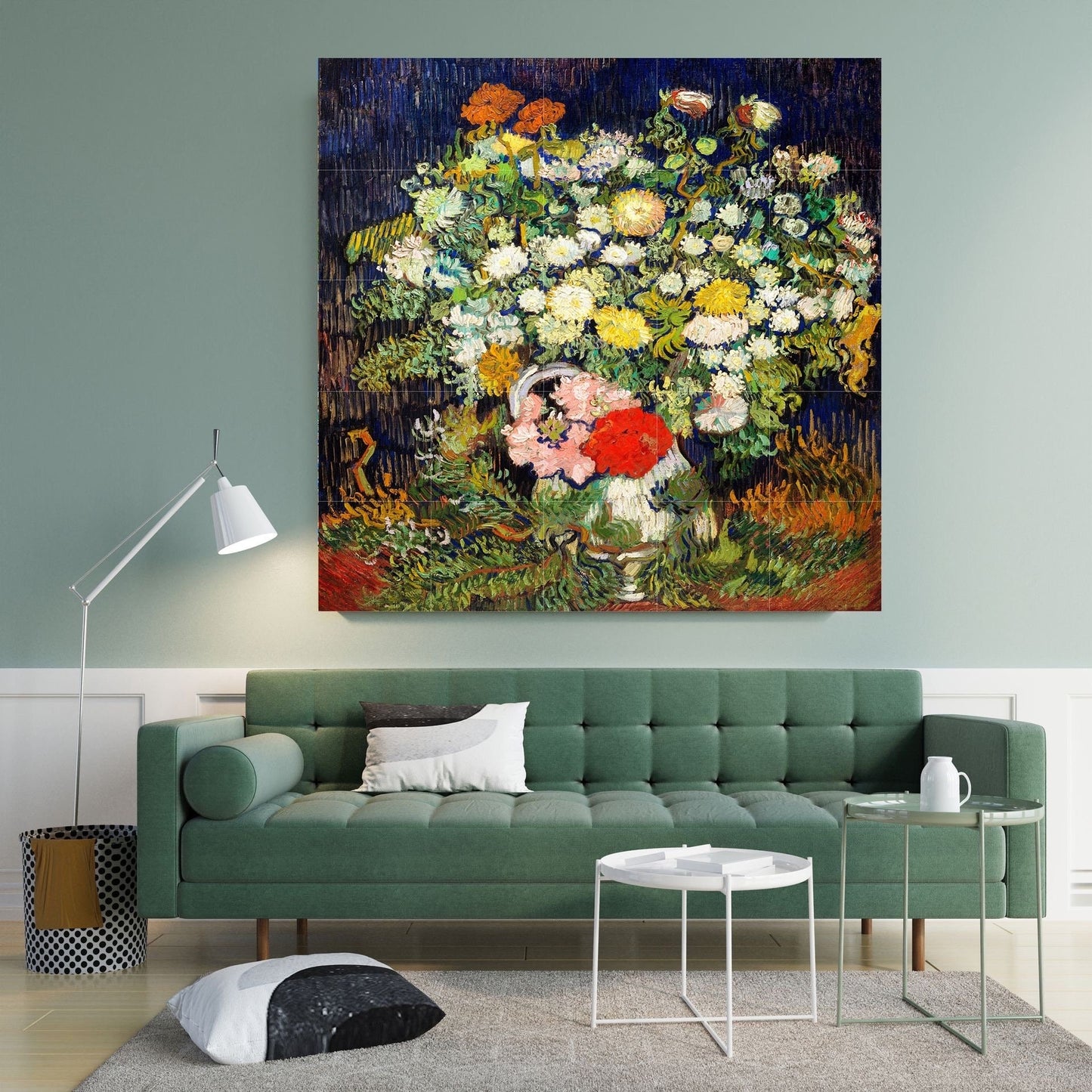 Tile Mural/Mosaic Ceramic Panel of Vincent Van Gogh Bouquet of Flowers - Van Gogh prints -Flower Mural - Gloss Tiles - Floral Tile Mosaic