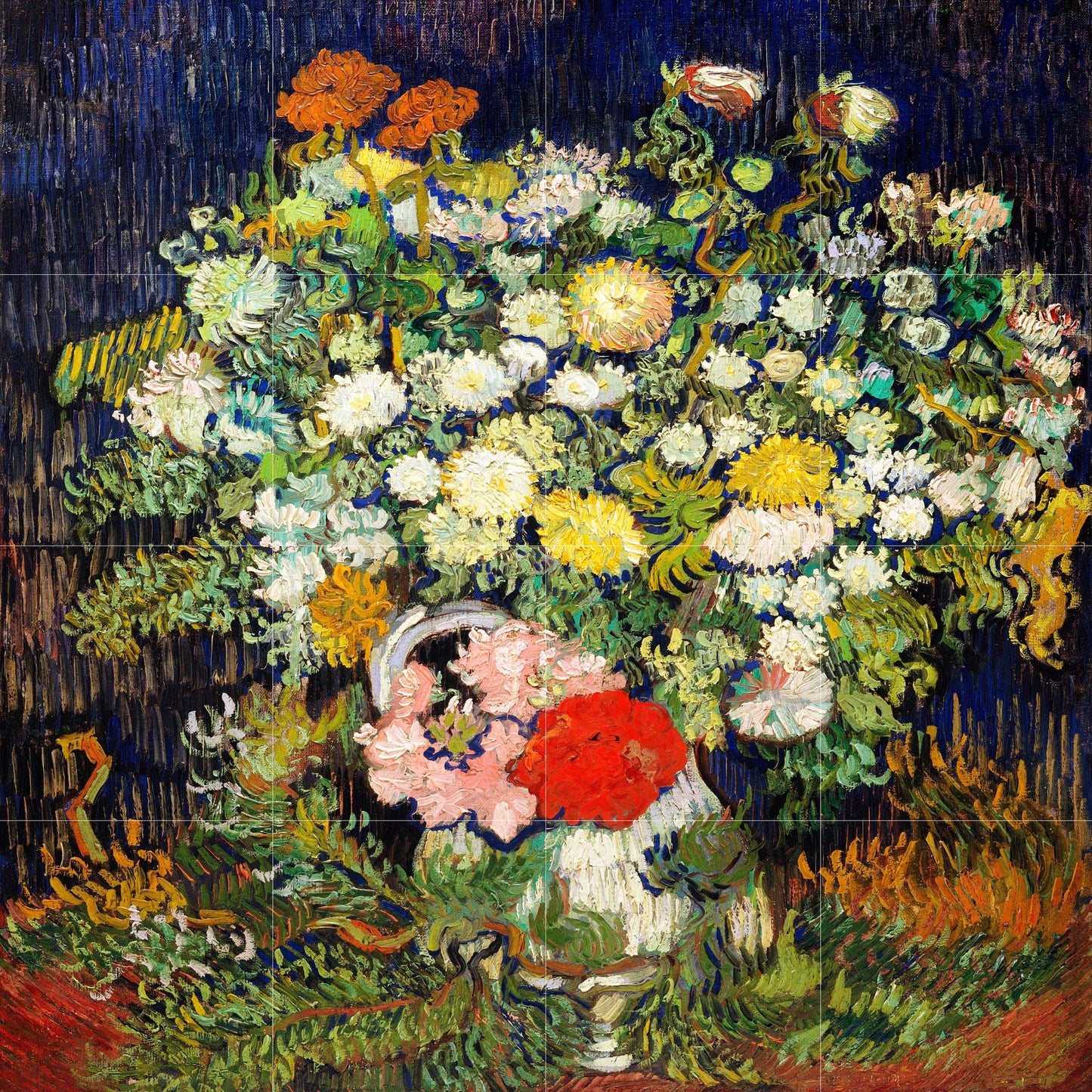 Tile Mural/Mosaic Ceramic Panel of Vincent Van Gogh Bouquet of Flowers - Van Gogh prints -Flower Mural - Gloss Tiles - Floral Tile Mosaic