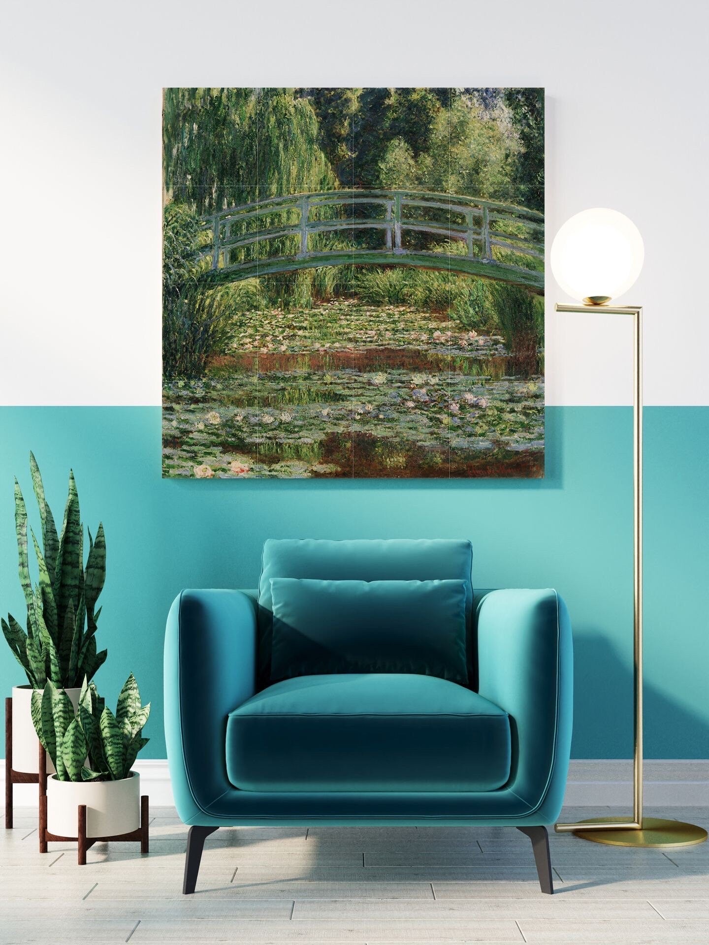 Tile Mural/Mosaic Ceramic Panel of The Japanese Bridge and The Lilly Pond -Claude Monet Print-Monet Wall Art- Monet Bridge over The Pond