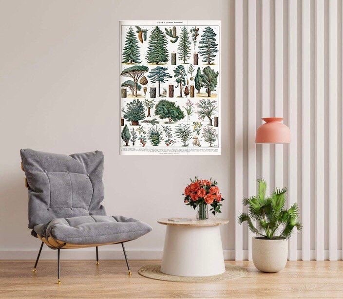 Tile Mural/Mosaic Ceramic Vintage Tree Wall Art - Plant Illustration - Larousse - Plant Wall Art - Kitchen Mural - Vintage Botanical Print