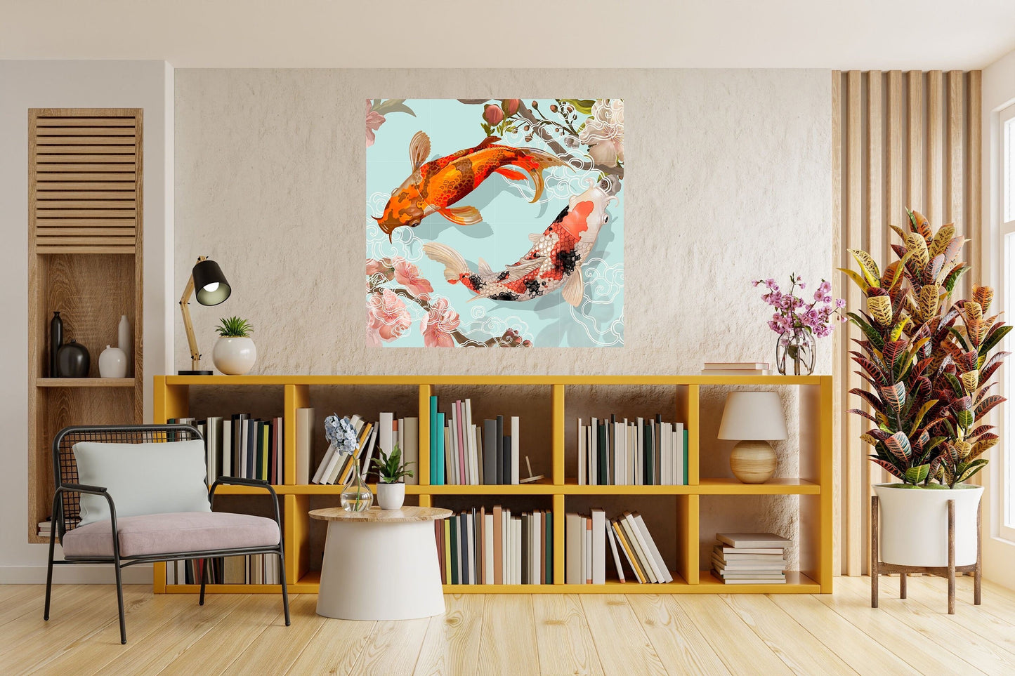 Tile Mural/Mosaic Ceramic Panel of Japanese Koi fish pond - Koi Fish print - Japanese Art - Tile Mural - Gloss Tiles - Koi Fish Art Mural
