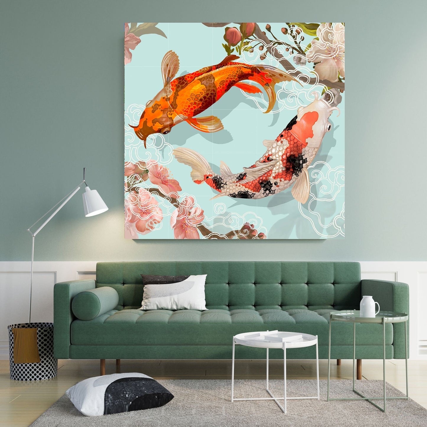 Tile Mural/Mosaic Ceramic Panel of Japanese Koi fish pond - Koi Fish print - Japanese Art - Tile Mural - Gloss Tiles - Koi Fish Art Mural