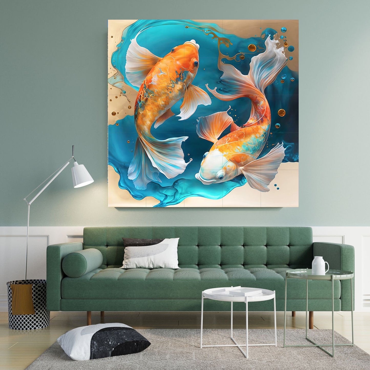 Tile Mural/Mosaic Ceramic Panel of Japanese Koi fish pond - Koi Fish print - Japanese Art - Tile Mural - Gloss Tiles - Koi Fish Art Mural