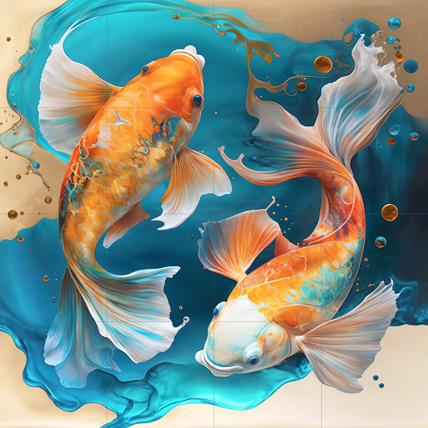 Tile Mural/Mosaic Ceramic Panel of Japanese Koi fish pond - Koi Fish print - Japanese Art - Tile Mural - Gloss Tiles - Koi Fish Art Mural