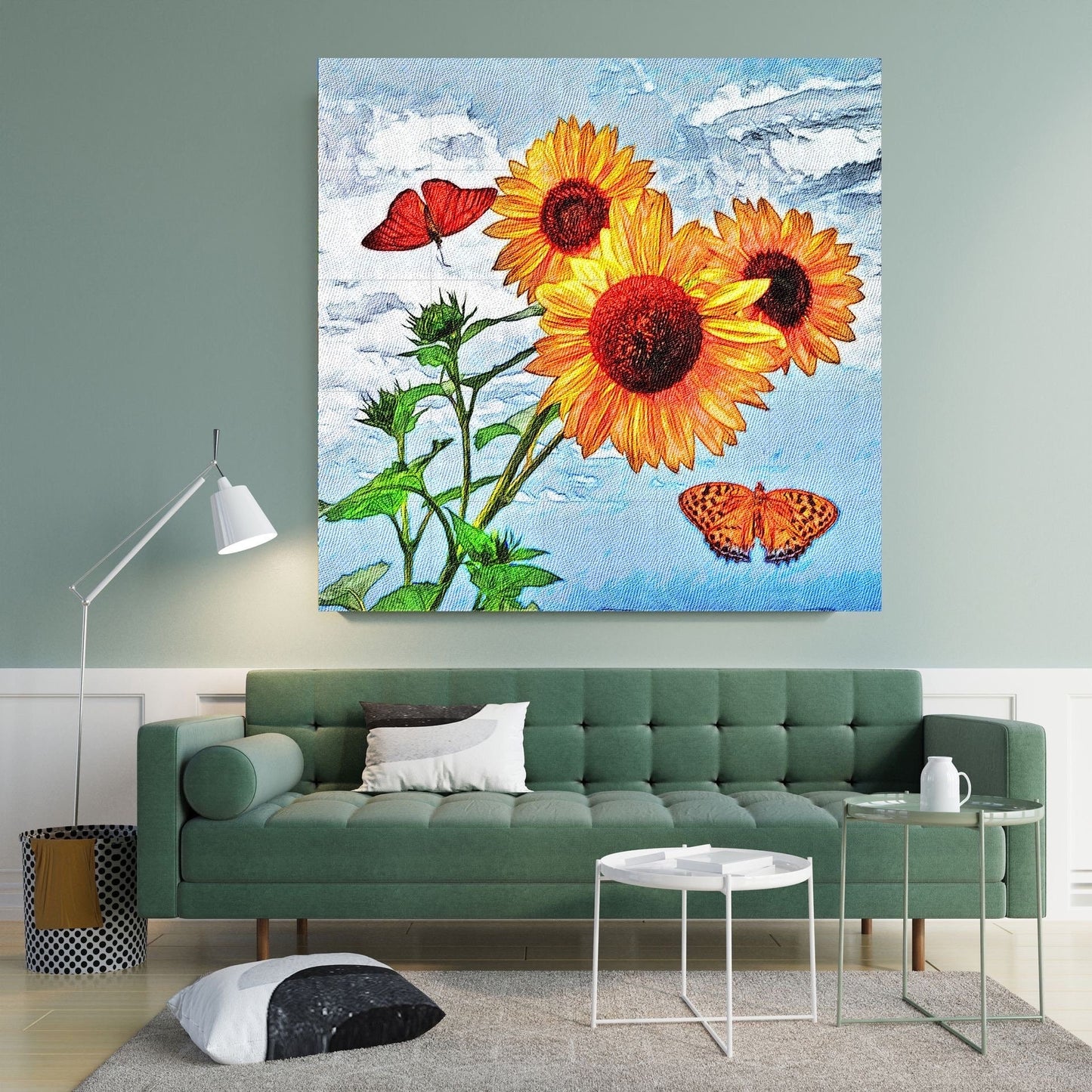 Tile Mural/Mosaic Ceramic Panel of Sunflower Art Print - Watercolour Flower - Flower Mural - Tile Mural - Gloss Tiles - Floral Tile Mosaic