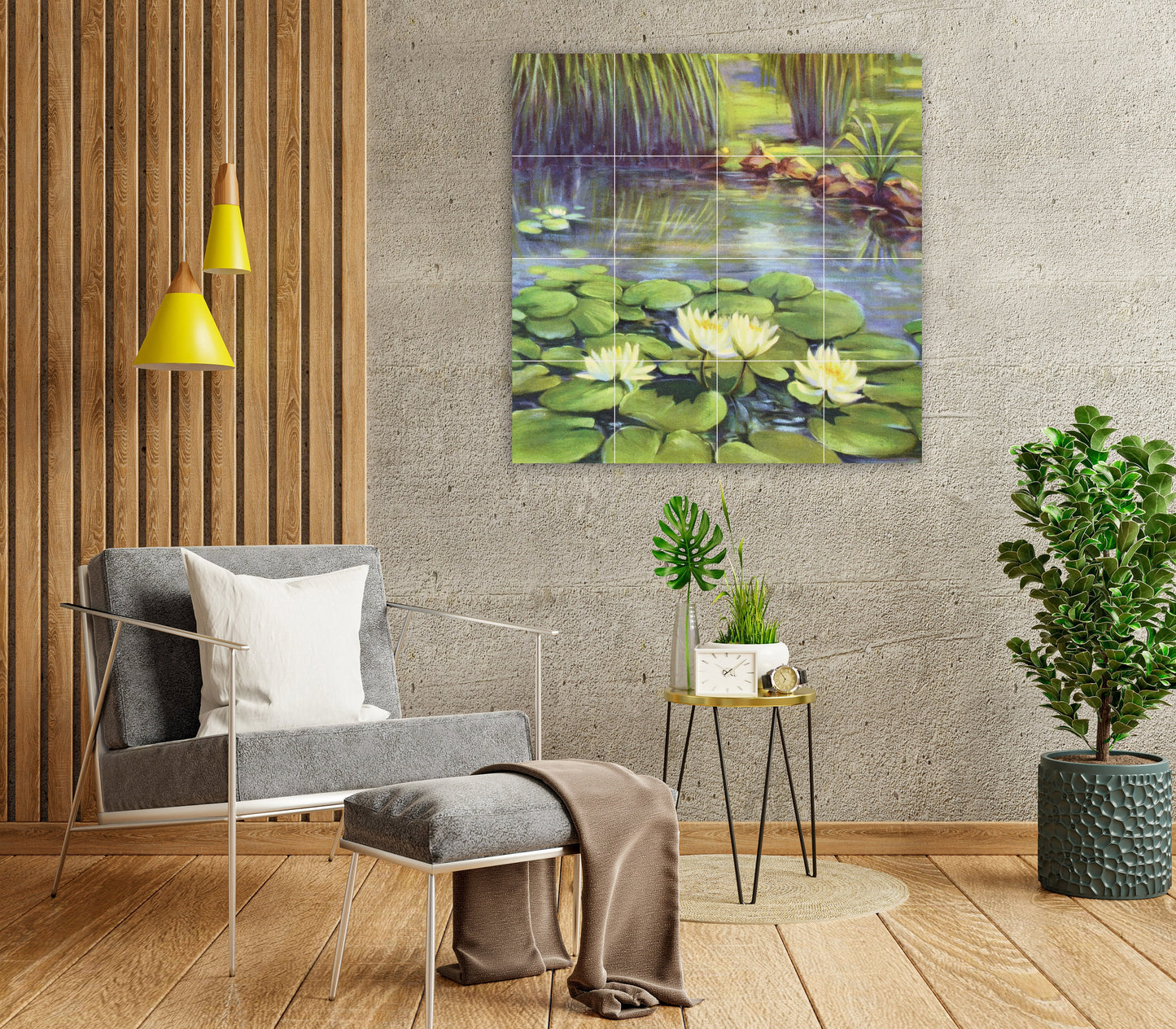 Tile Mural/Mosaic Ceramic of Lafayette F Cargill Water Lily - Lily Flower print - Gloss Tiles -Flower Art Print - Tile Mosaic - Wall Decor